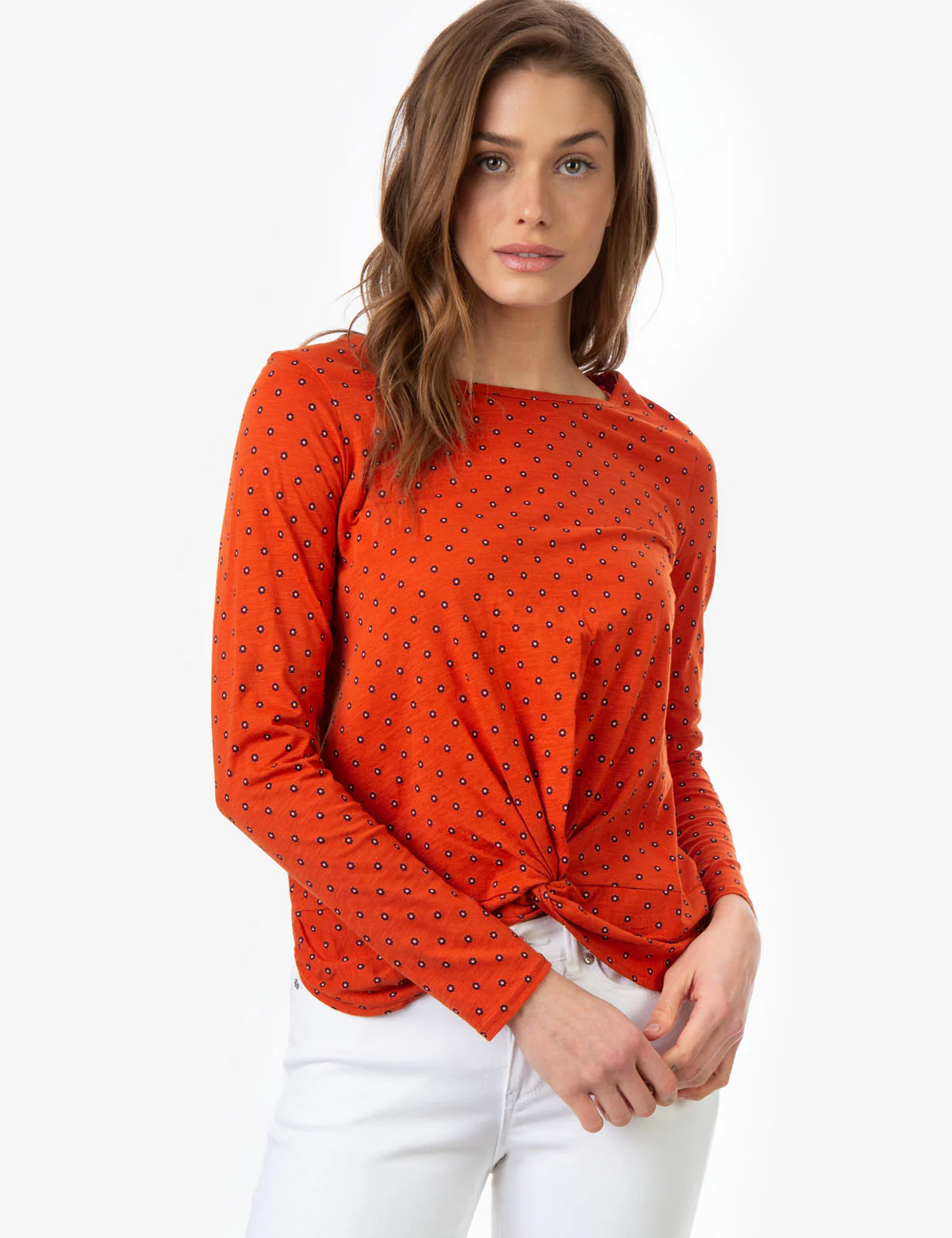 PRINTED LONG SLEEVE KNOT SHIRT - Image 10