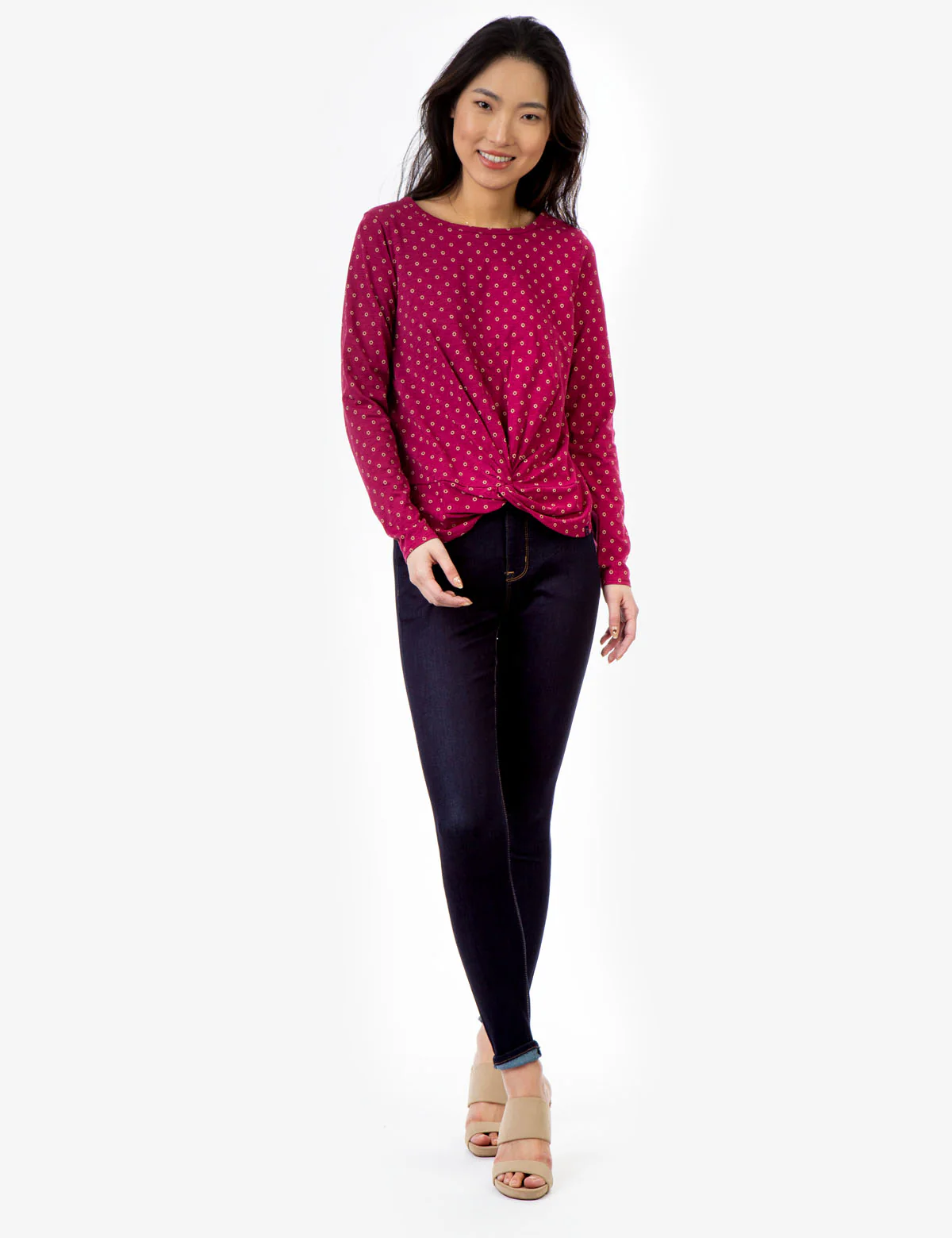 PRINTED LONG SLEEVE KNOT SHIRT - Image 2