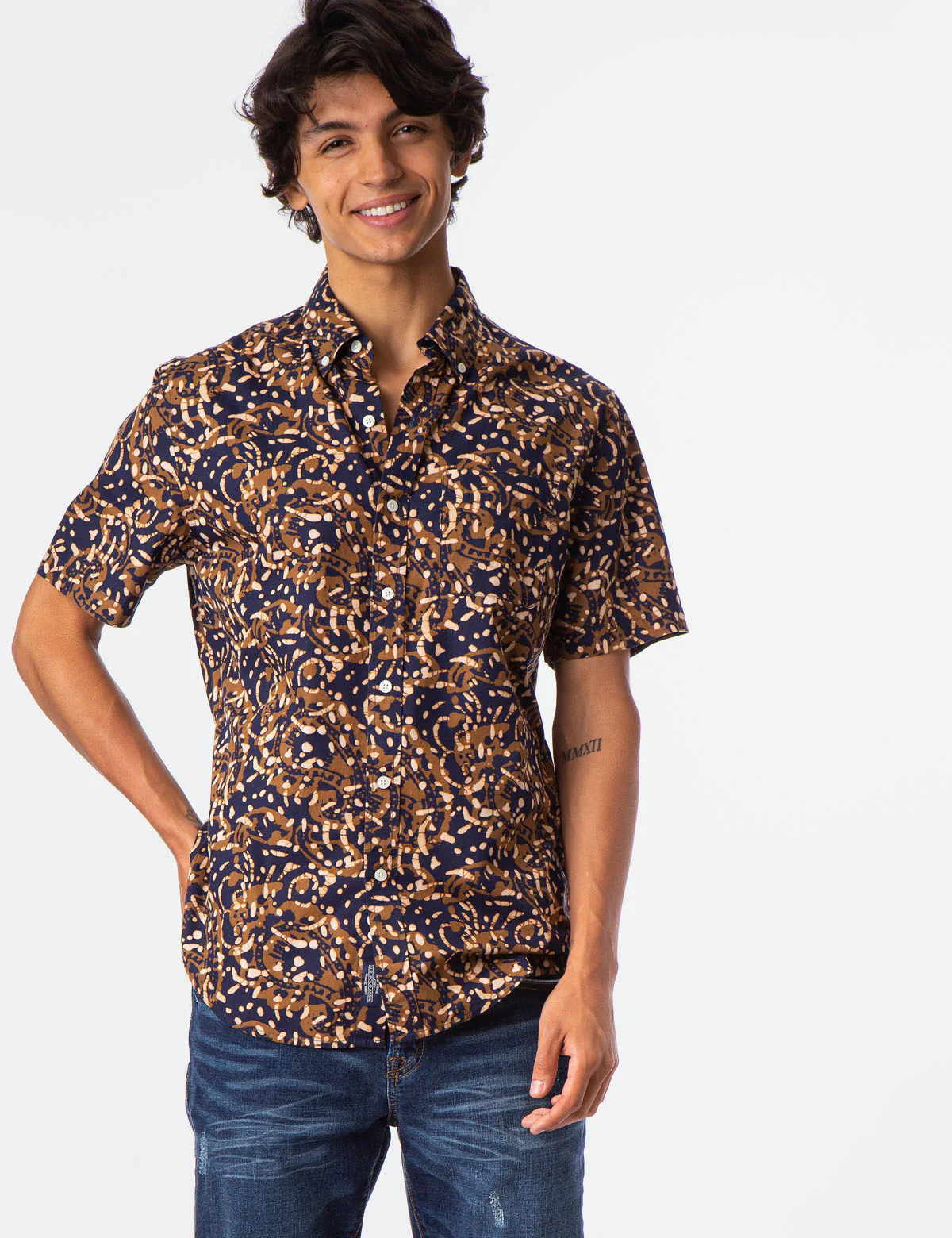 PRINTED POPLIN SHORT SLEEVE SHIRT