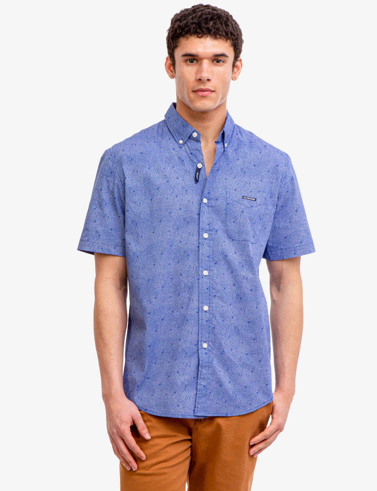 PRINTED STRETCH POPLIN SHORT SLEEVE SHIRT