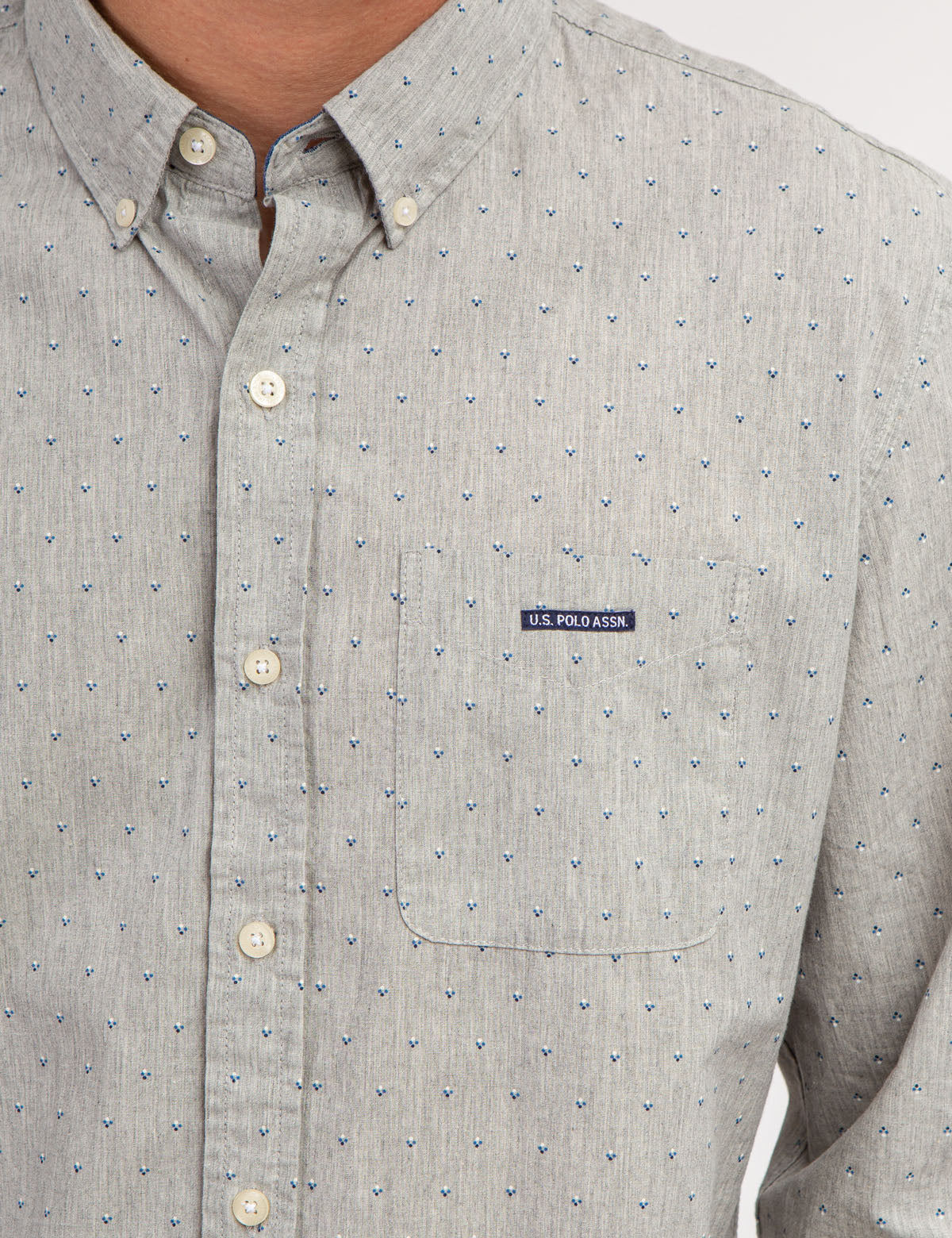 PRINTED YARN DYE HEATHERED POPLIN SHIRT - Image 2