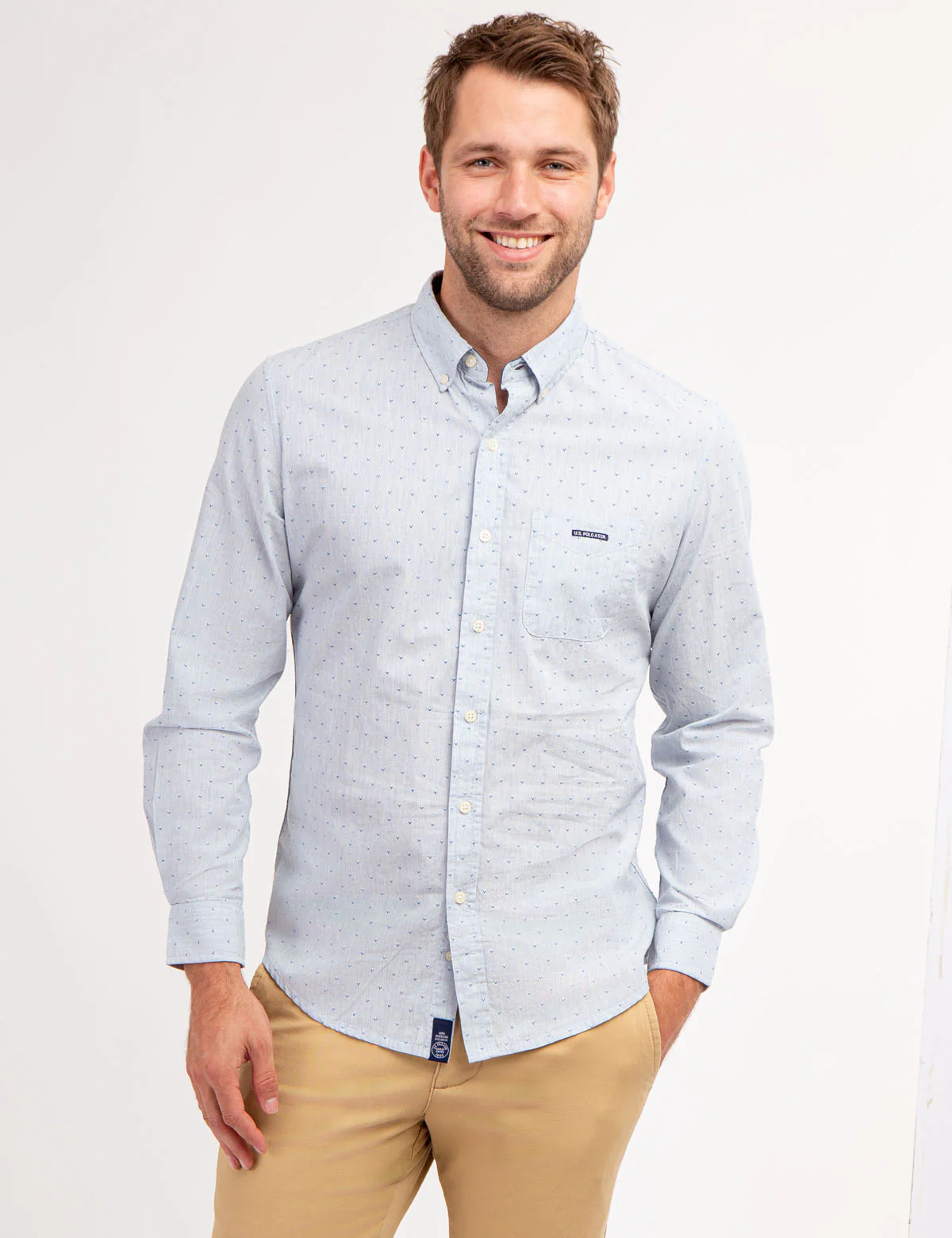 PRINTED YARN DYE HEATHERED POPLIN SHIRT - Image 4