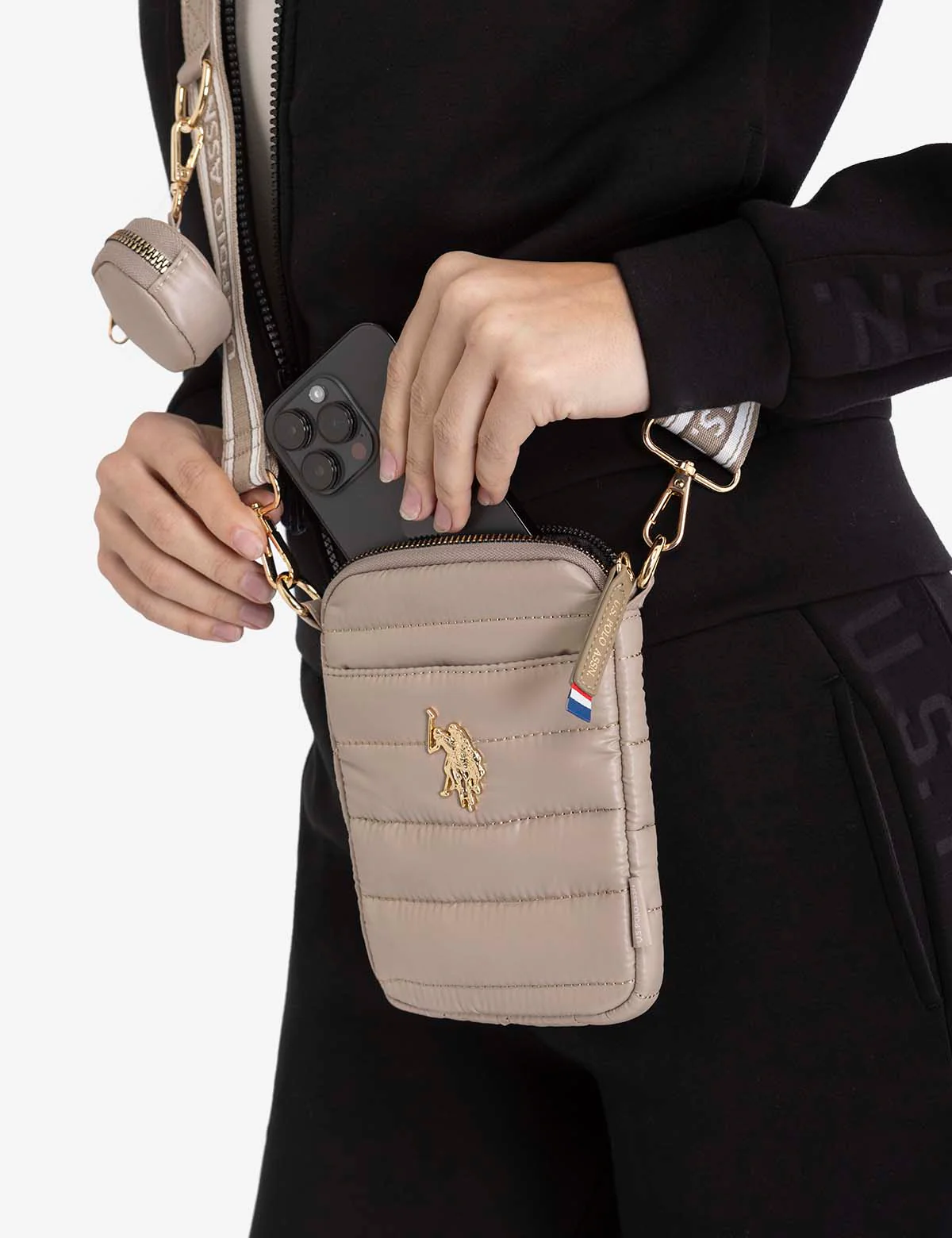 QUILTED PHONE CROSSBODY WITH ZIPPER POUCH - Image 3