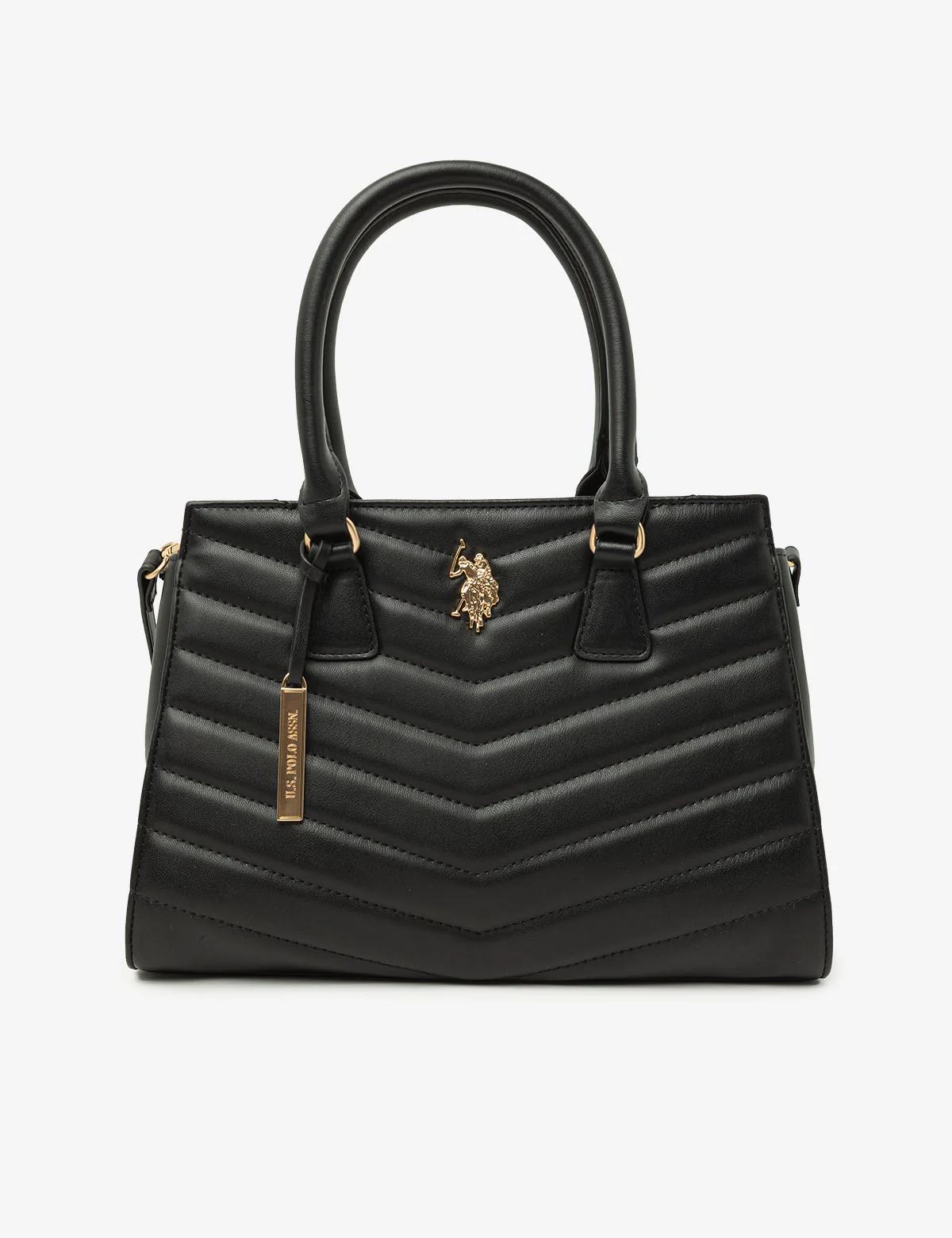 QUILTED V SATCHEL WITH CROSSBODY STRAP - Image 4