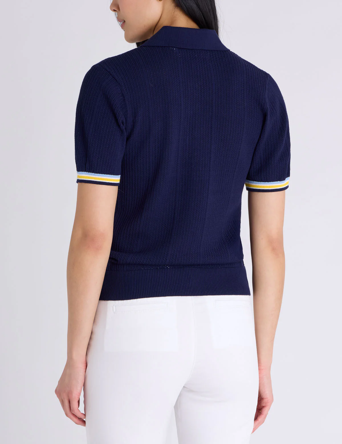 RELAXED SWEATER POLO SHIRT WITH RIBBED BAND - Image 9