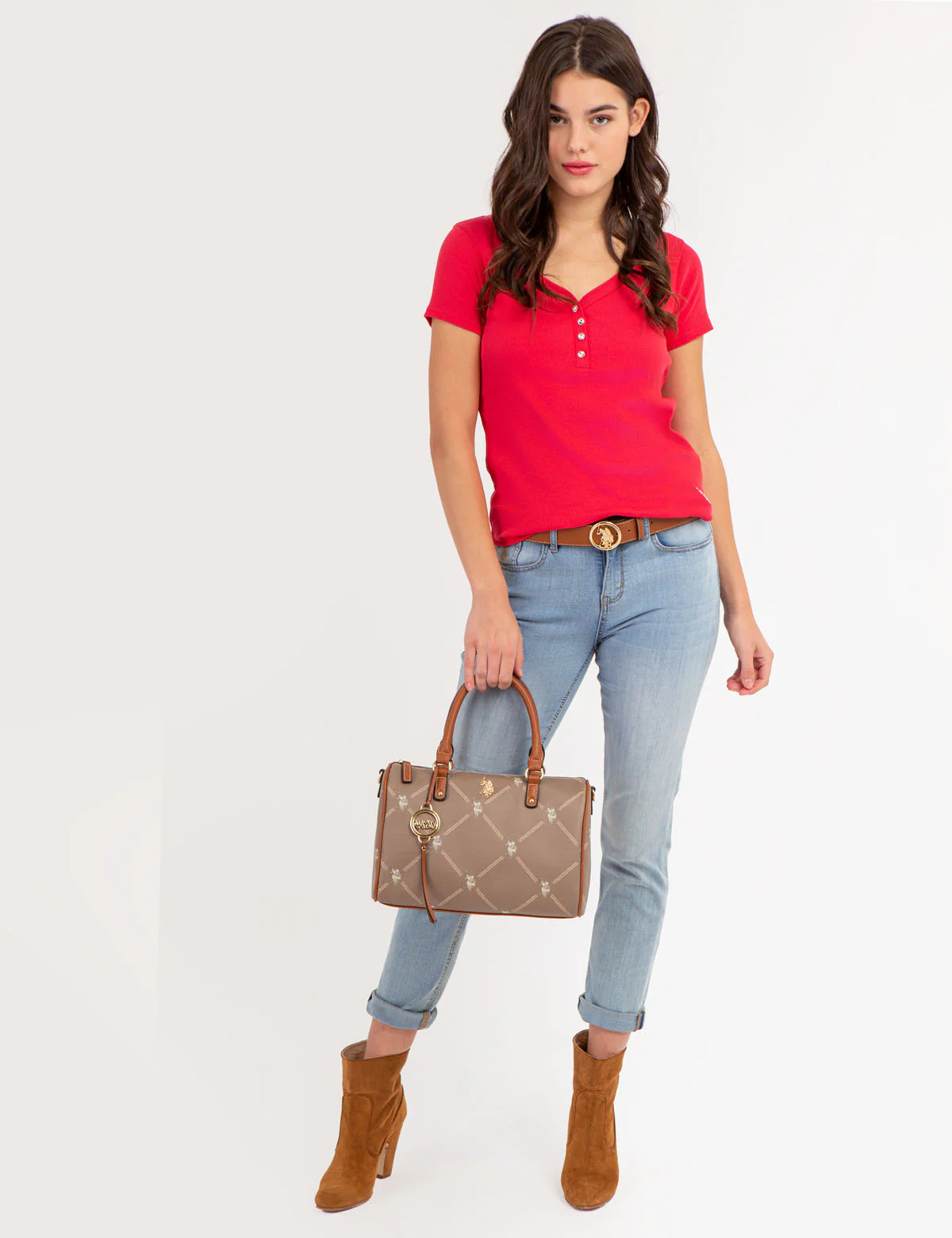 RHINESTONE BUTTON SHORT SLEEVE HENLEY - Image 4