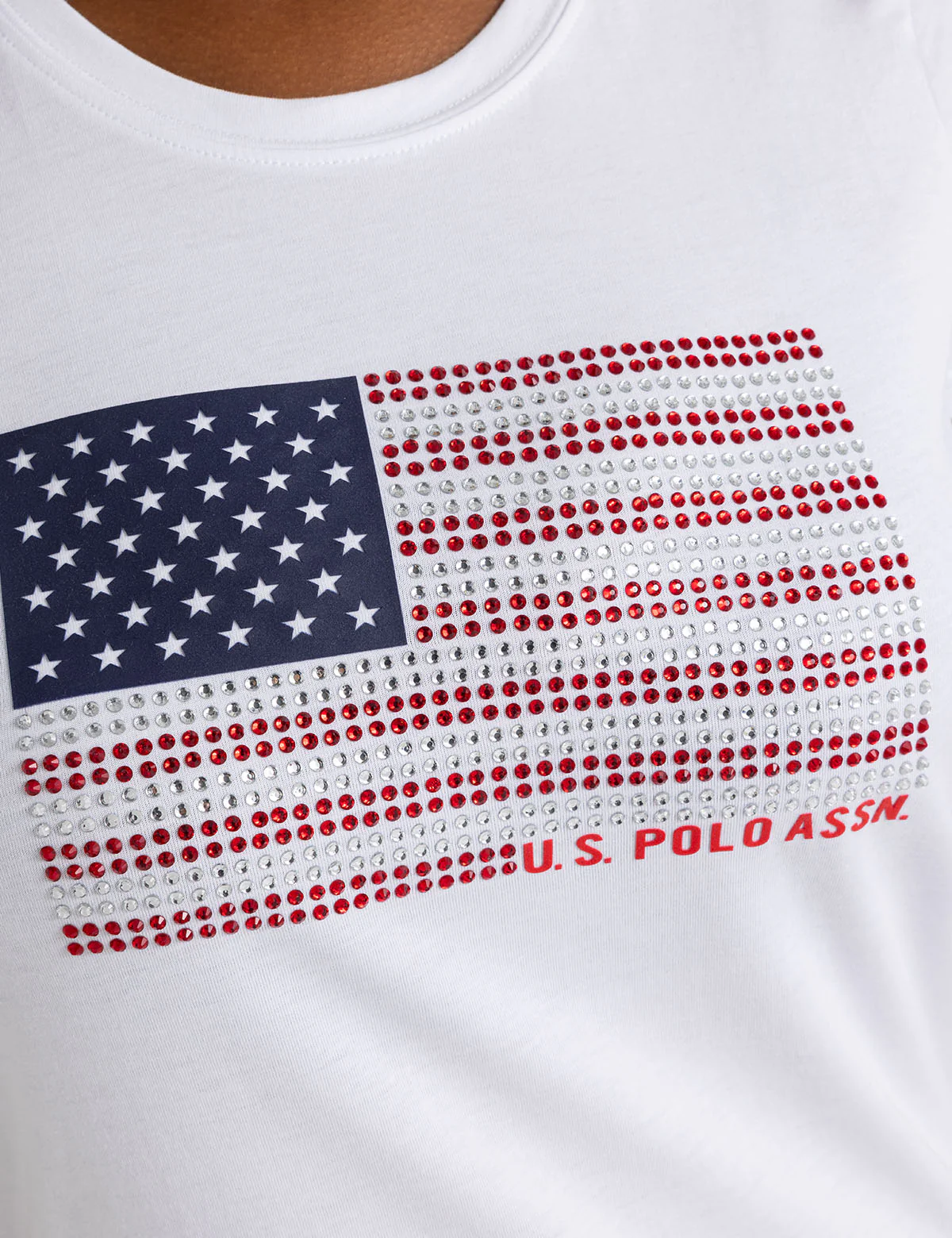 RHINESTONE FLAG SEMI SCOOP JERSEY T-SHIRT - Image 2