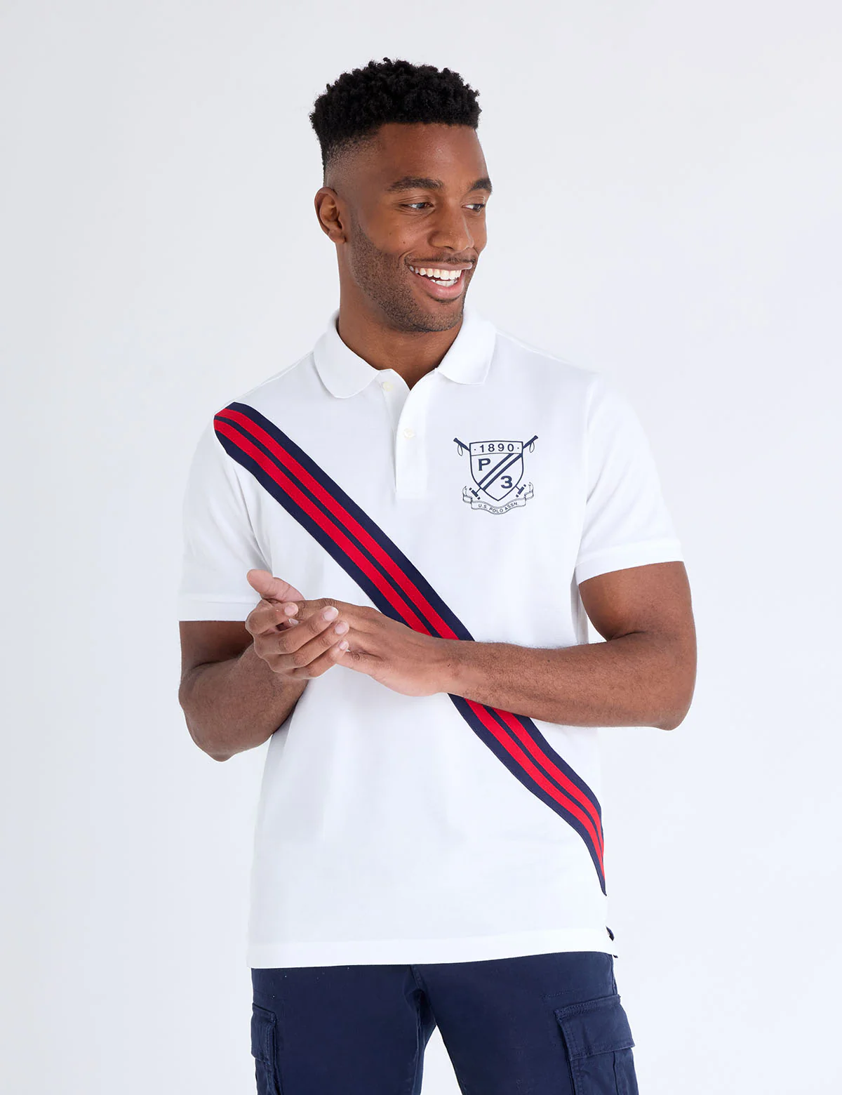RIB KNIT SASH CREST PIQUE POLO SHIRT