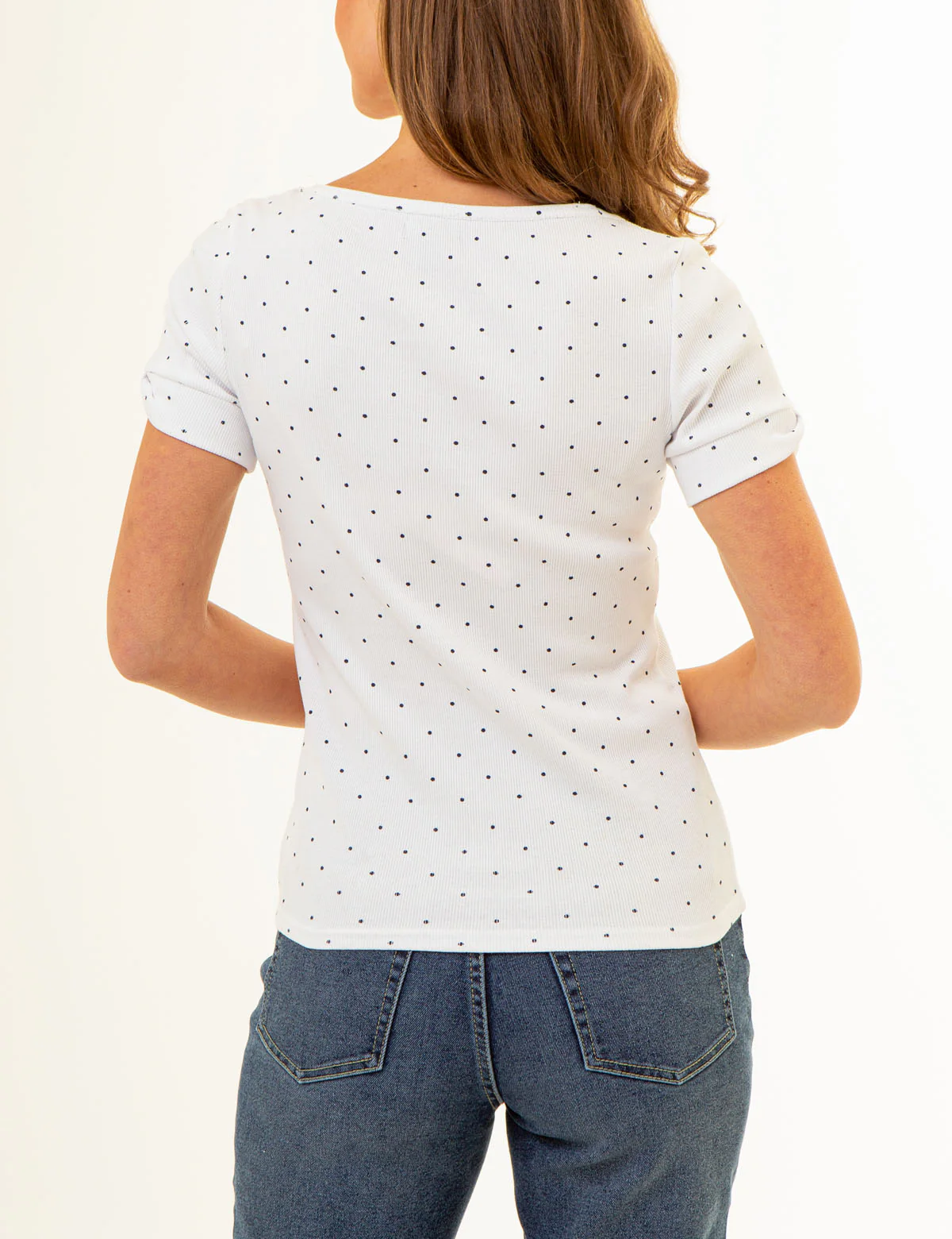 RIB SQUARE NECK DOT T-SHIRT - Image 8