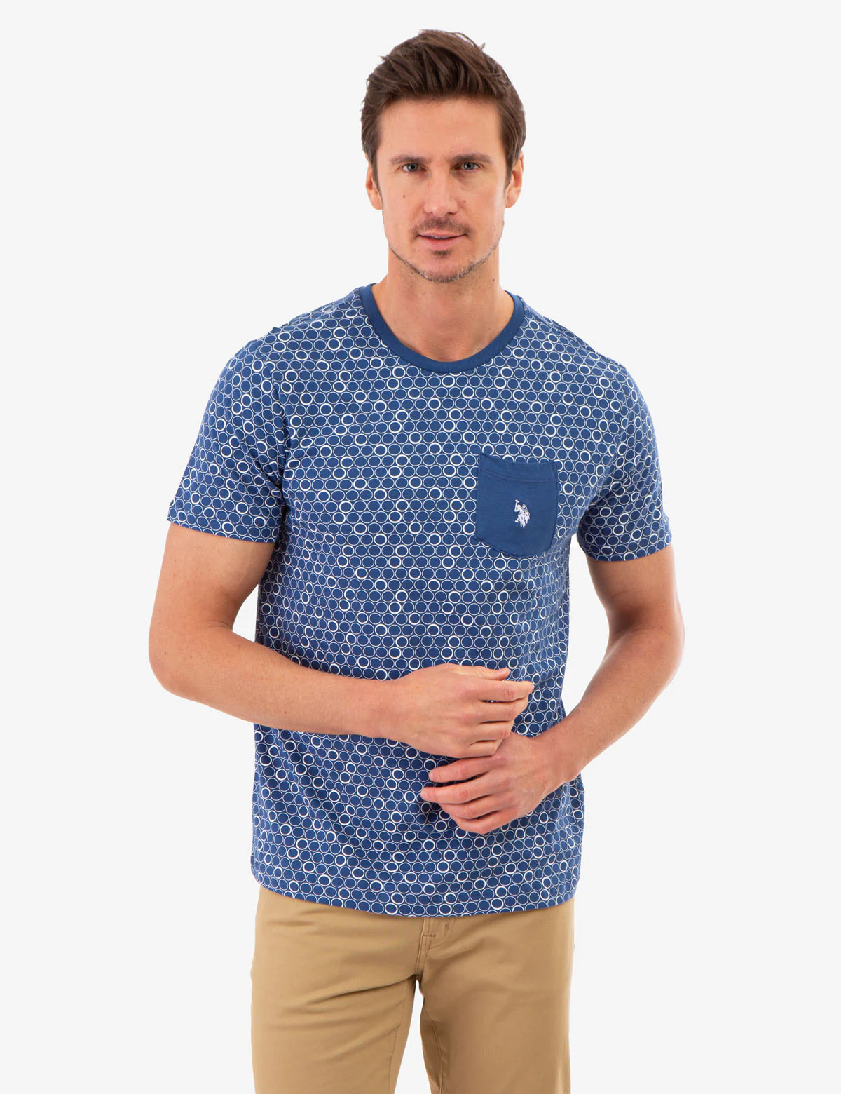 RING PRINT CREW NECK T-SHIRT WITH POCKET - Image 5