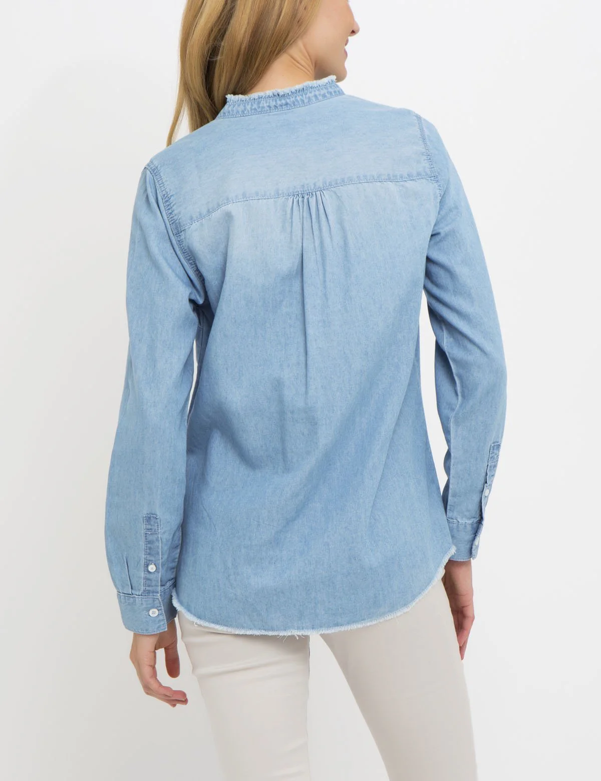 RUFFLE PLACKET POPOVER CHAMBRAY SHIRT - Image 3