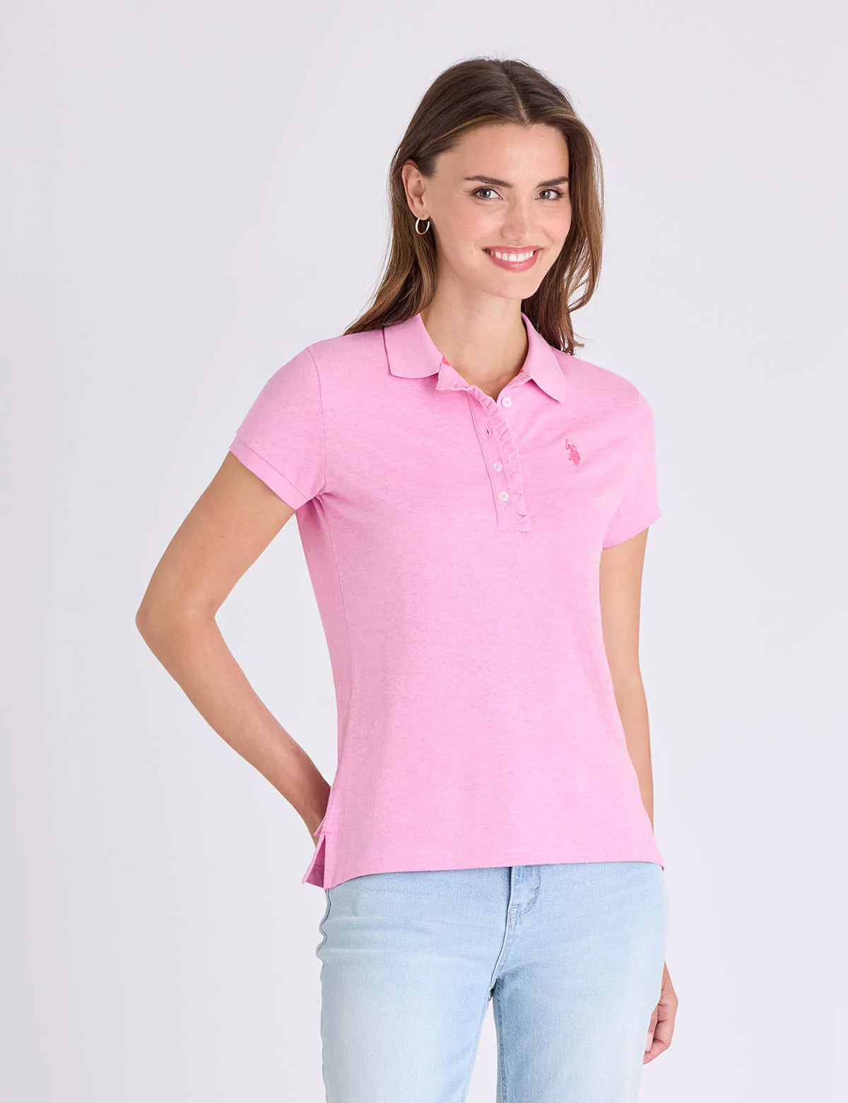 RUFFLE TRIM SLUB JERSEY POLO SHIRT - Image 2