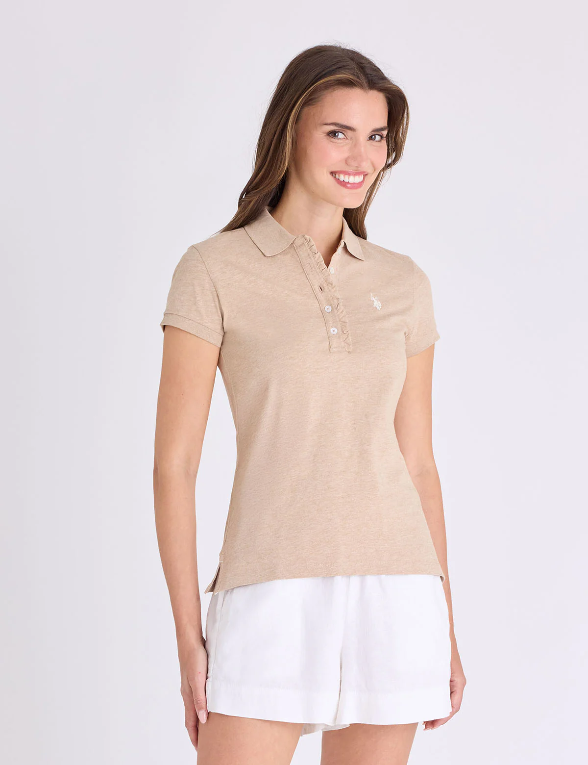RUFFLE TRIM SLUB JERSEY POLO SHIRT - Image 6