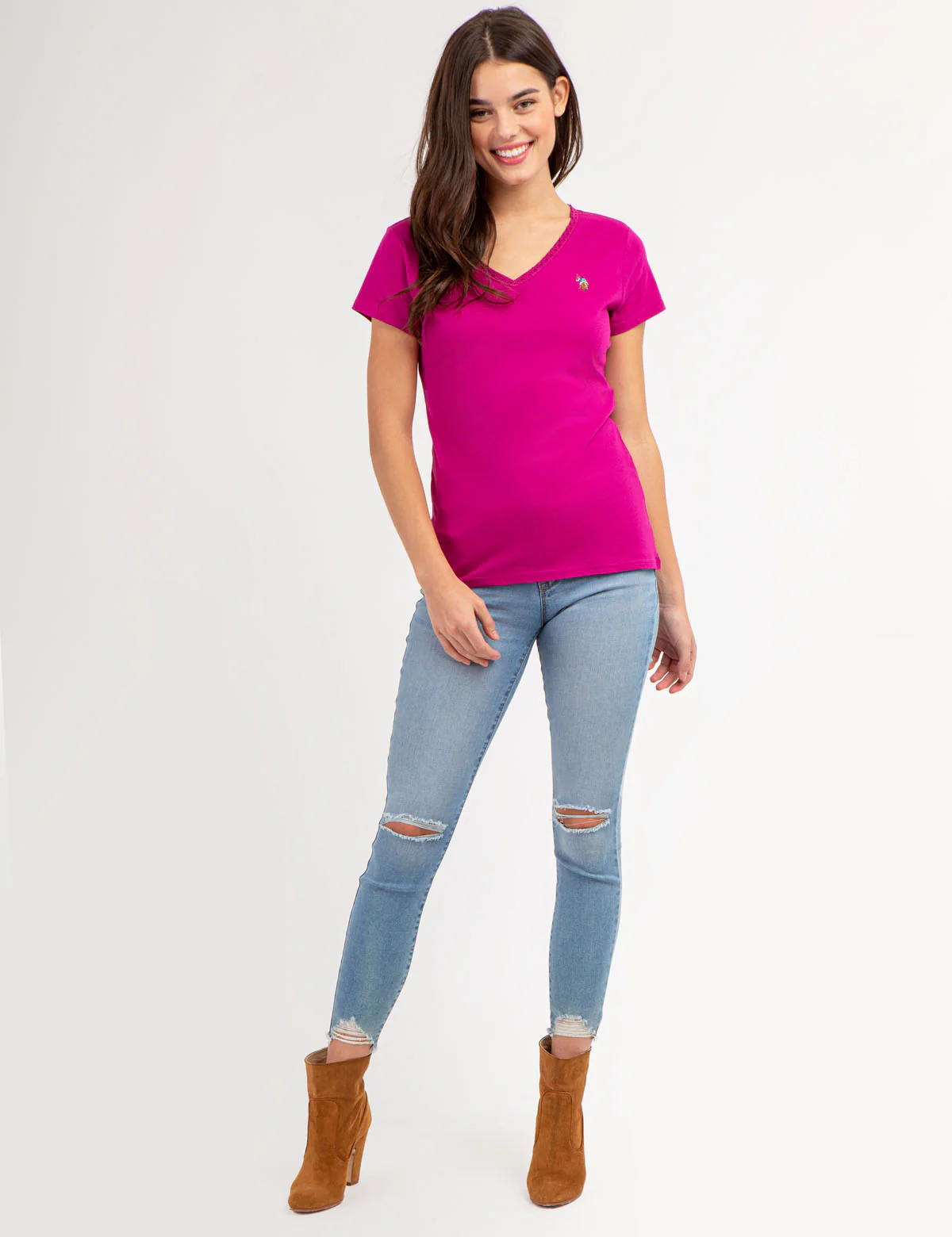 SCALLOP TRIM V-NECK T-SHIRT - Image 11