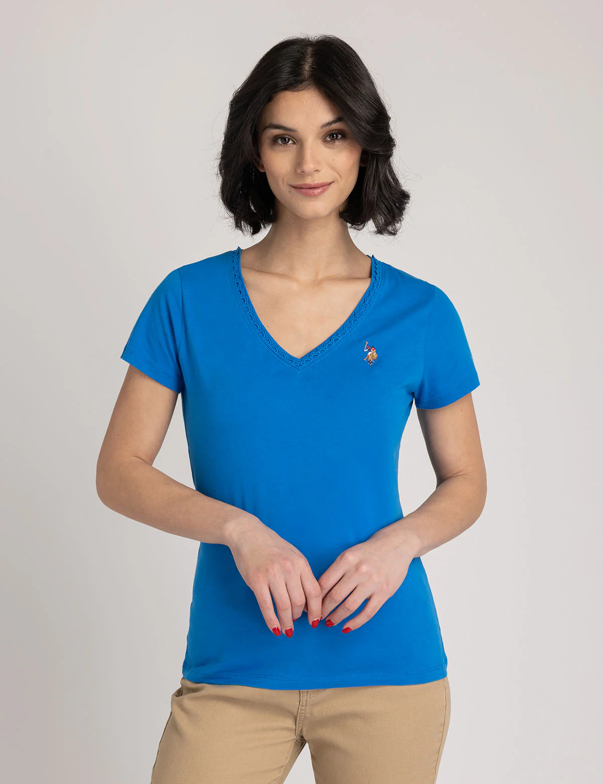 SCALLOP TRIM V-NECK T-SHIRT - Image 12