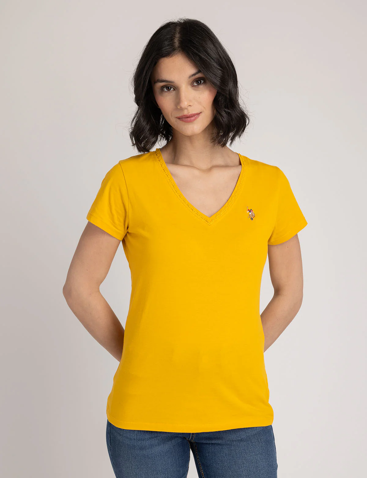 SCALLOP TRIM V-NECK T-SHIRT - Image 2
