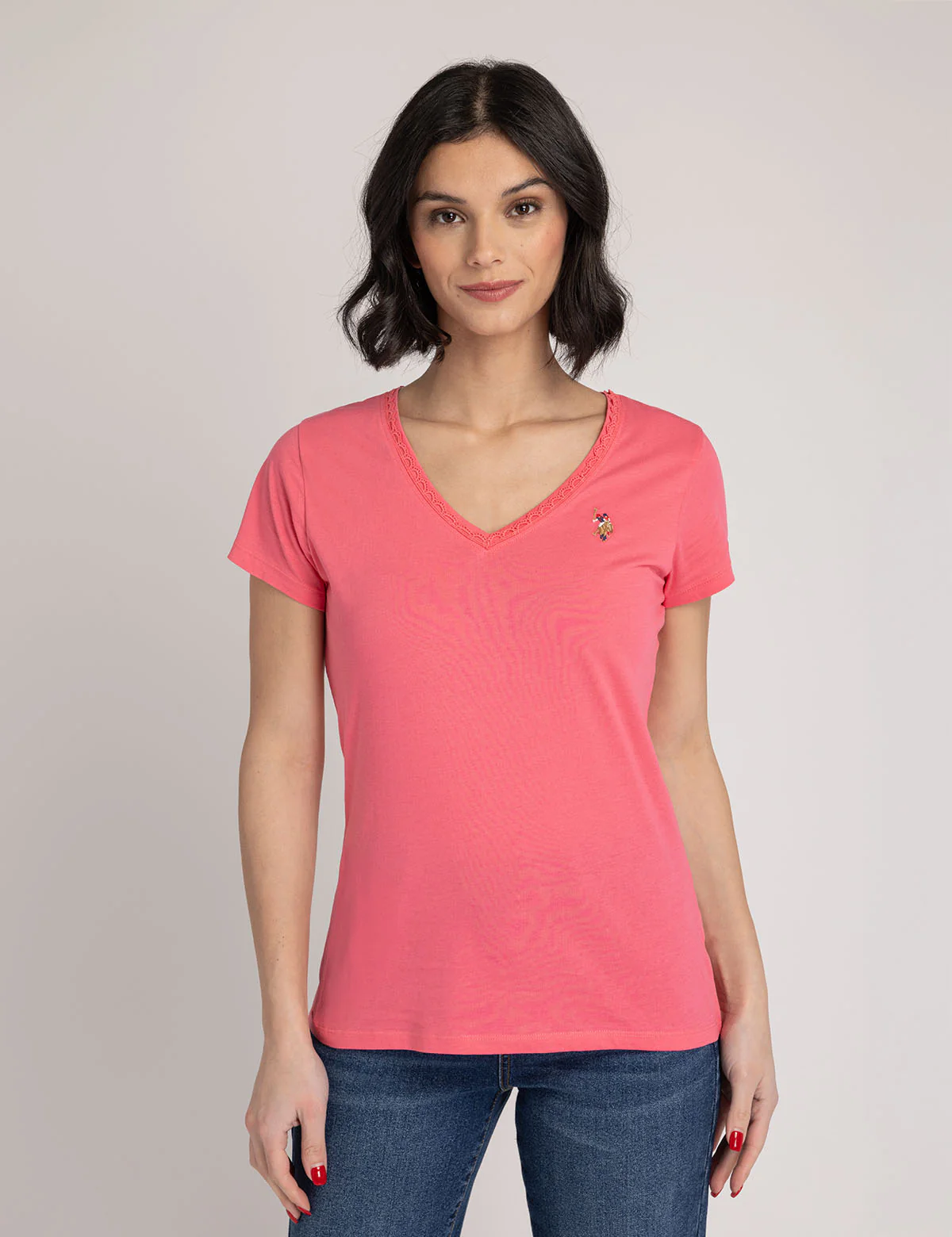 SCALLOP TRIM V-NECK T-SHIRT - Image 7