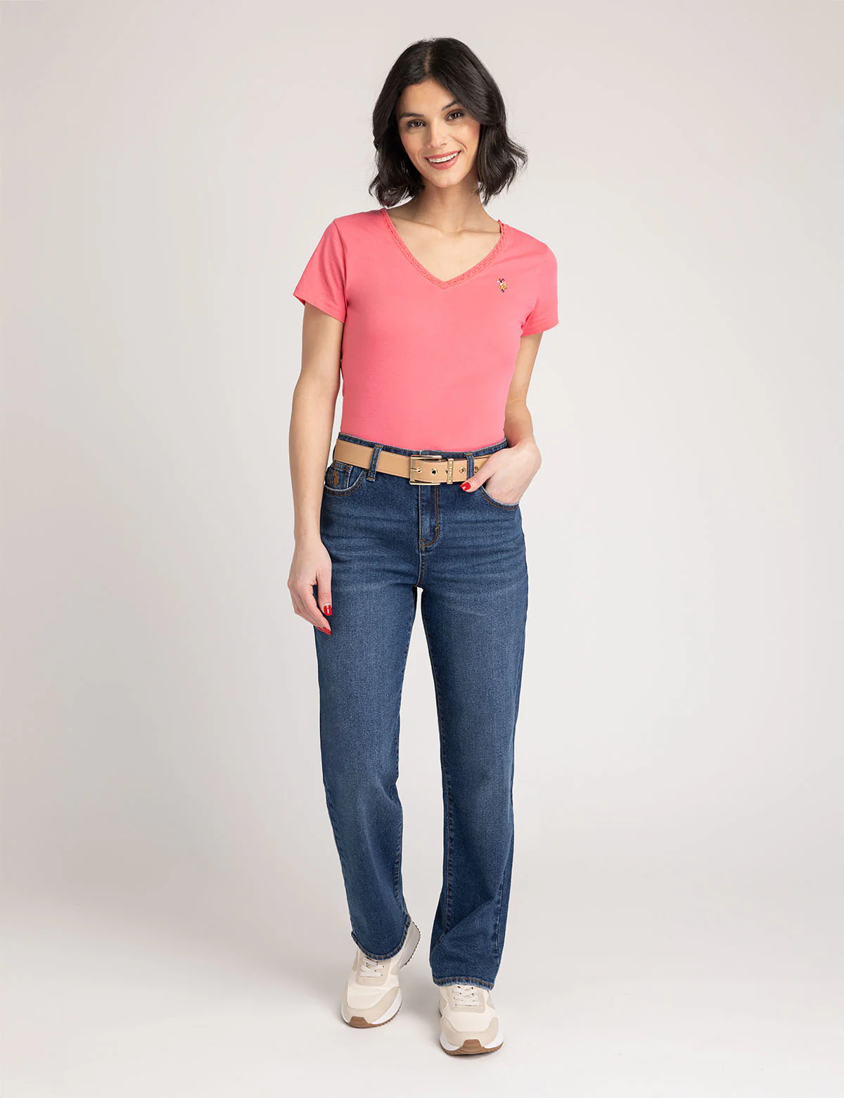 SCALLOP TRIM V-NECK T-SHIRT - Image 8
