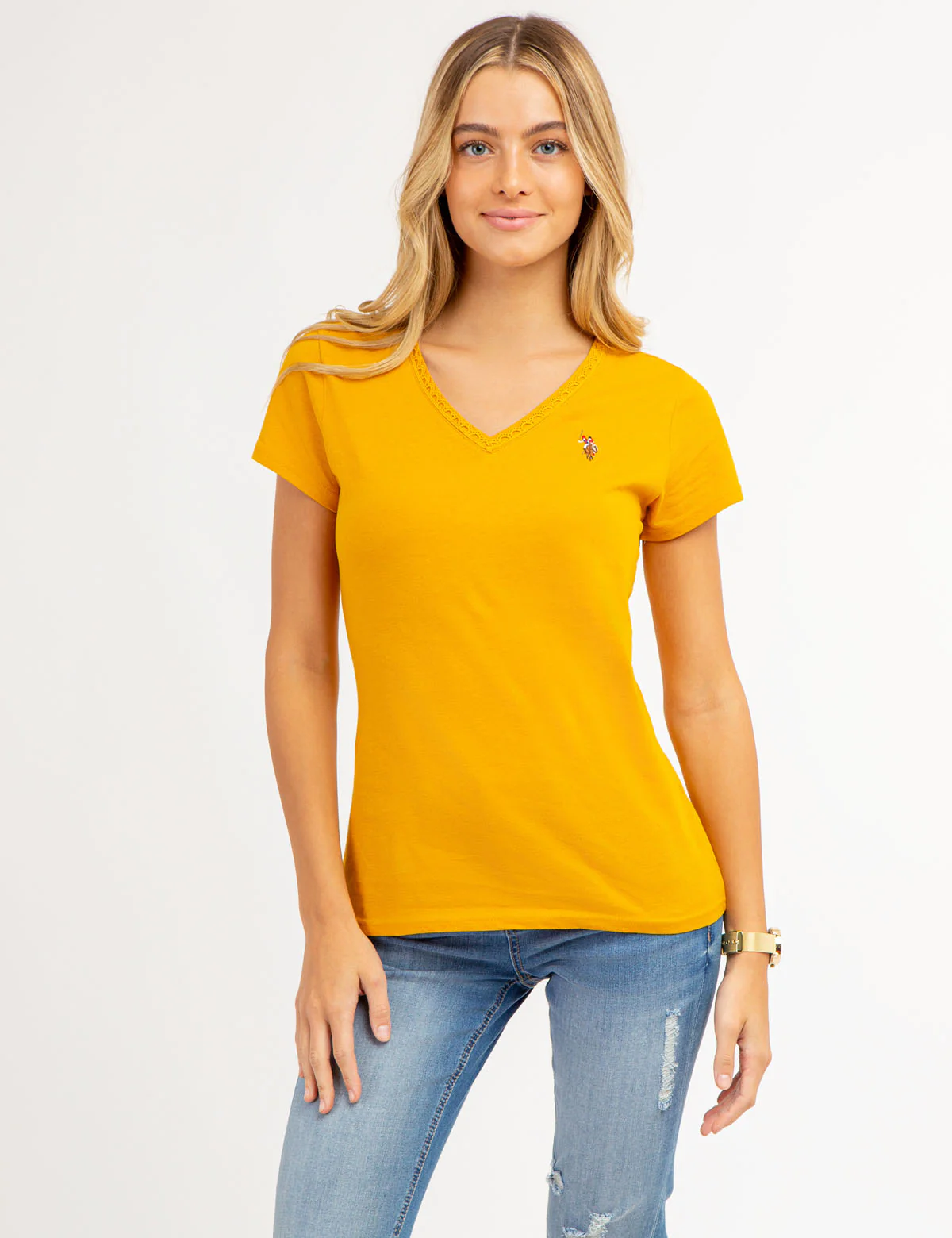 SCALLOP TRIM V-NECK T-SHIRT - Image 4