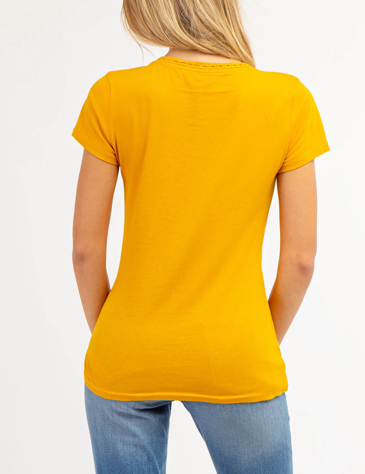 SCALLOP TRIM V-NECK T-SHIRT - Image 6