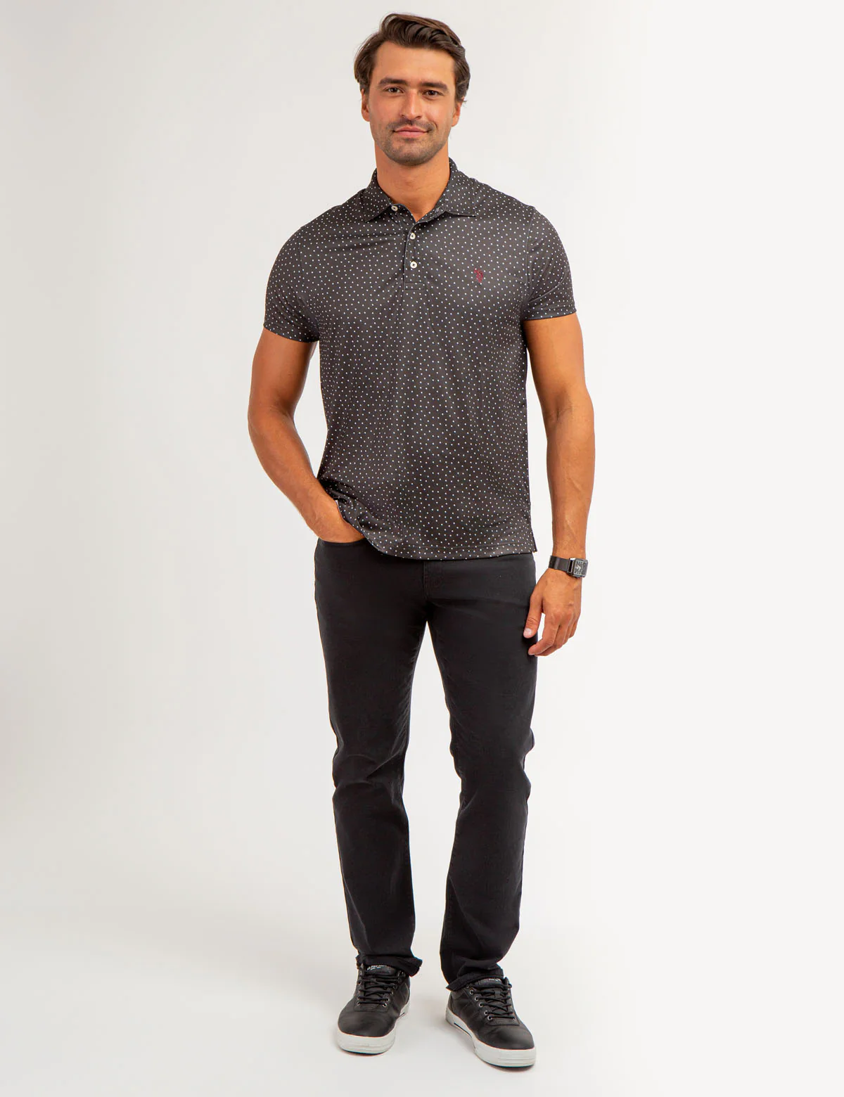 SHADOW DOT PRINT PERFORMANCE POLO SHIRT - Image 5