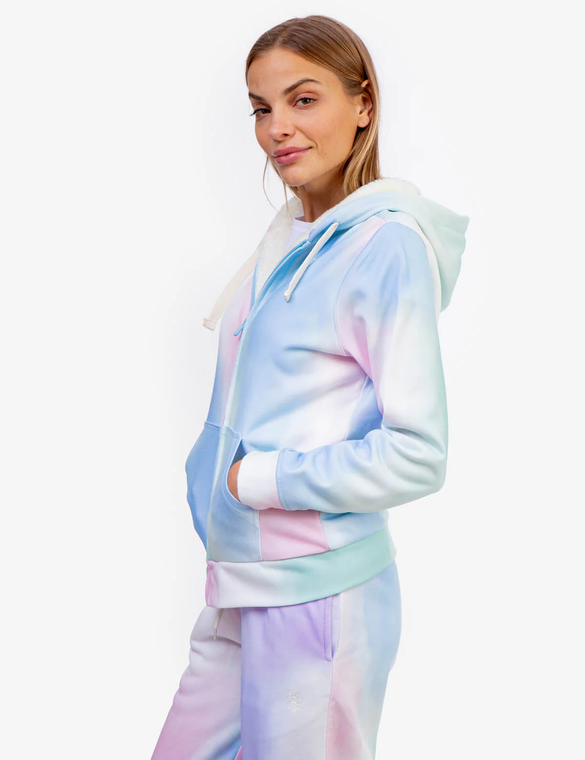 SHERPA LINED TIE DYE ZIP HOODIE - Image 4