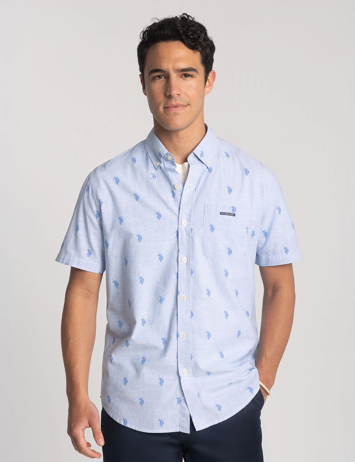 SHORT SLEEVE ALL OVER LOGO POPLIN SHIRT - Image 3