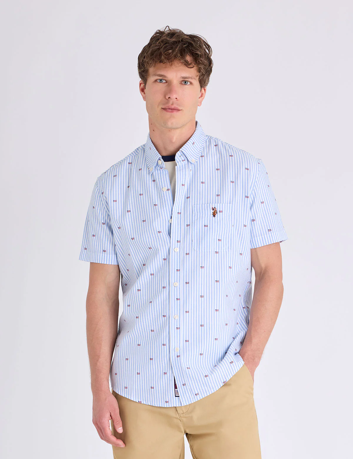 SHORT SLEEVE ALLOVER FLAG PRINT OXFORD SHIRT - Image 4