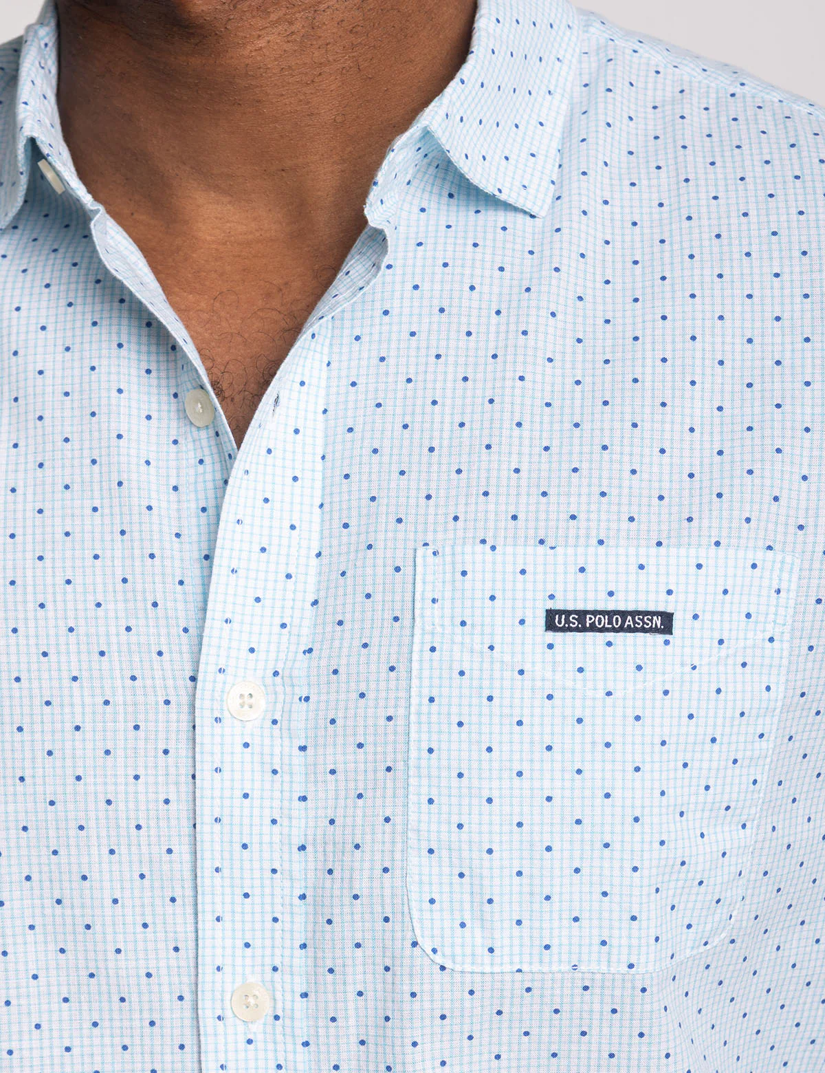 SHORT SLEEVE DOT POPLIN SHIRT WITH POCKET - Image 3