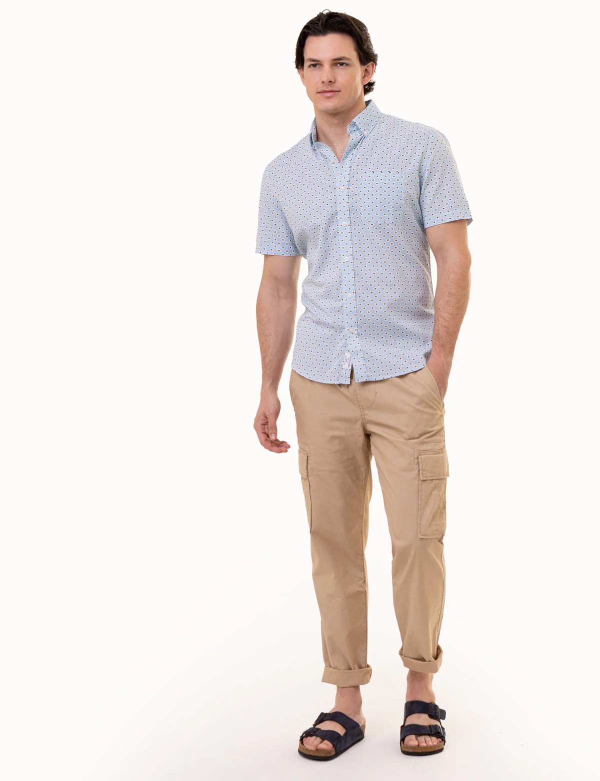 SHORT SLEEVE DOT PRINT WOVEN SHIRT WITH POCKET - Image 2
