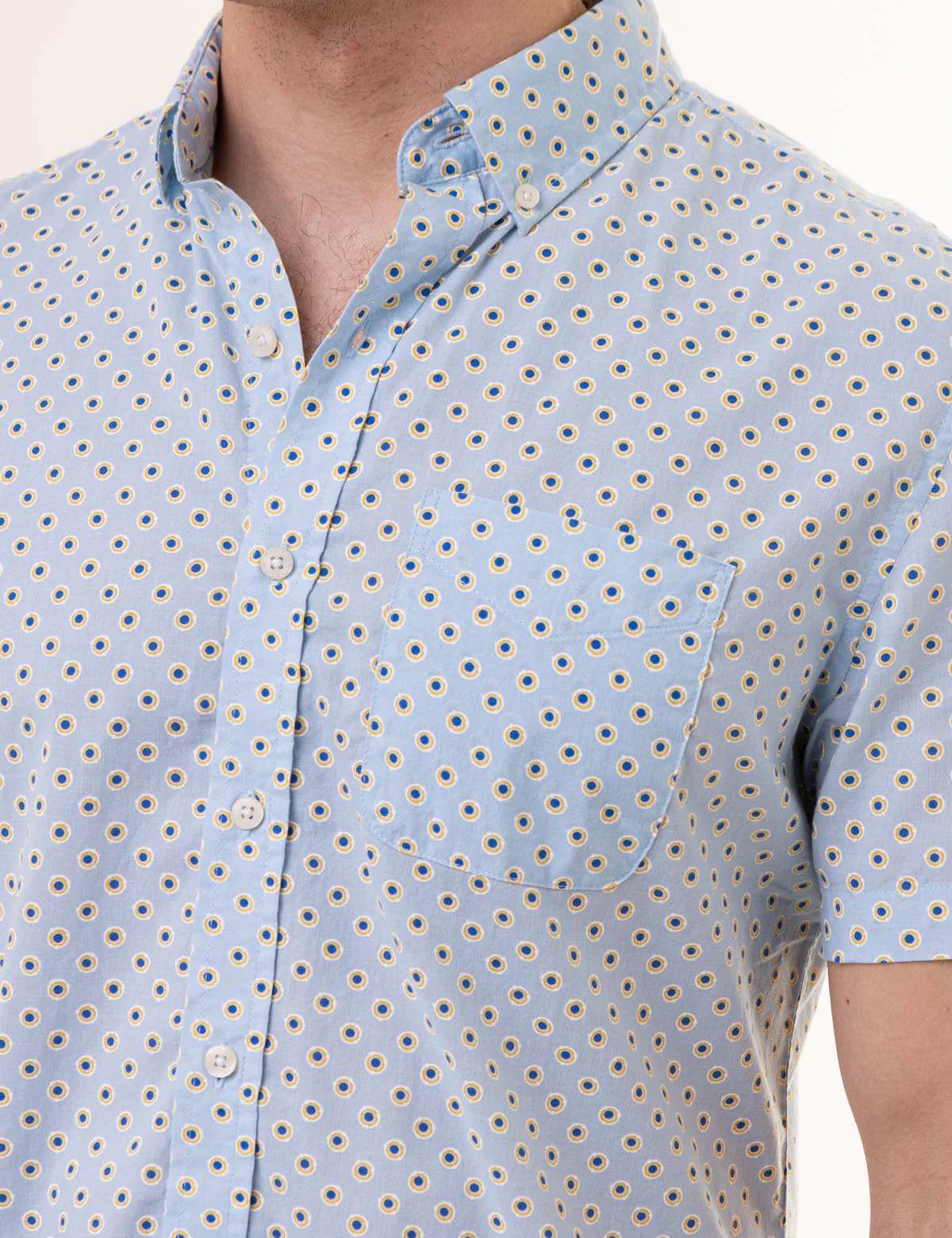 SHORT SLEEVE DOT PRINT WOVEN SHIRT WITH POCKET - Image 3
