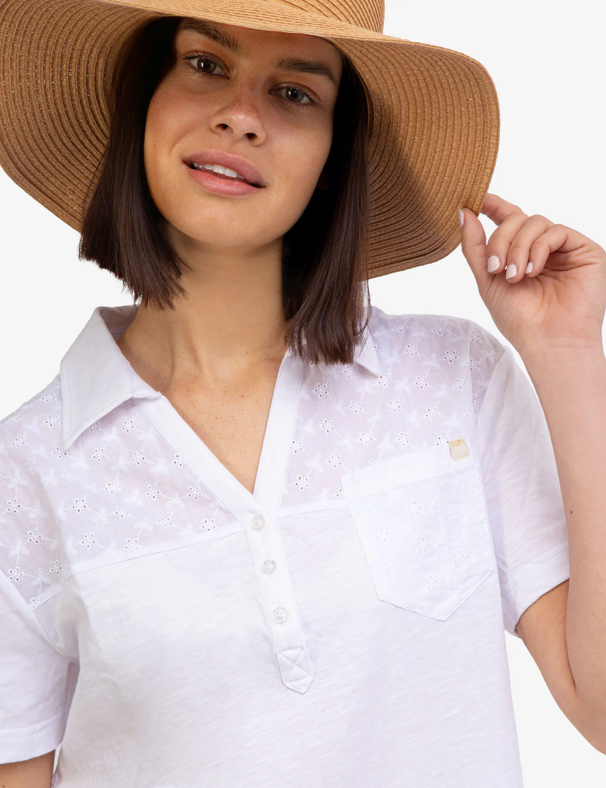 SHORT SLEEVE EYELET POLO SHIRT WITH POCKET - Image 2