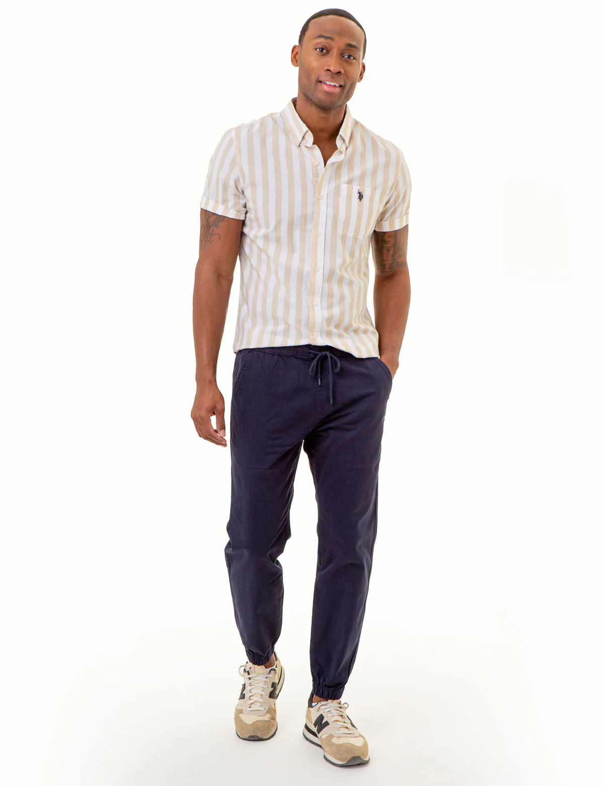 SHORT SLEEVE HEATHER POPLIN STRIPED SHIRT - Image 11