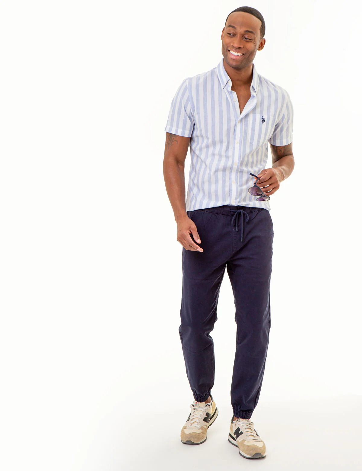 SHORT SLEEVE HEATHER POPLIN STRIPED SHIRT - Image 2