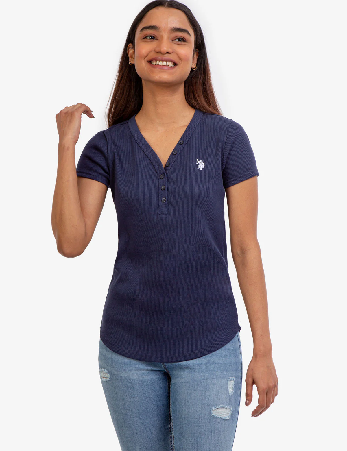 SHORT SLEEVE HEATHERED RIB HENLEY - Image 6