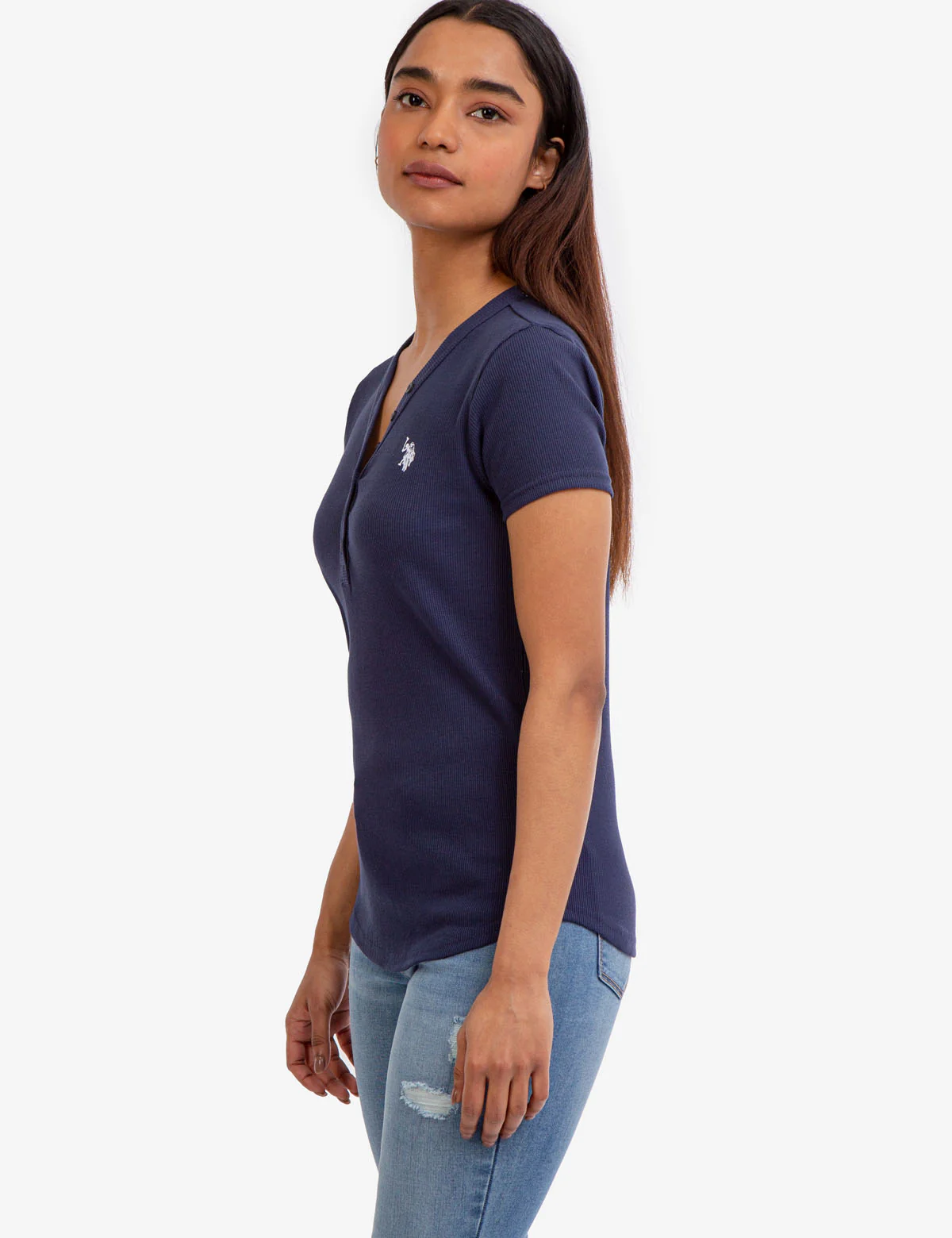 SHORT SLEEVE HEATHERED RIB HENLEY - Image 8