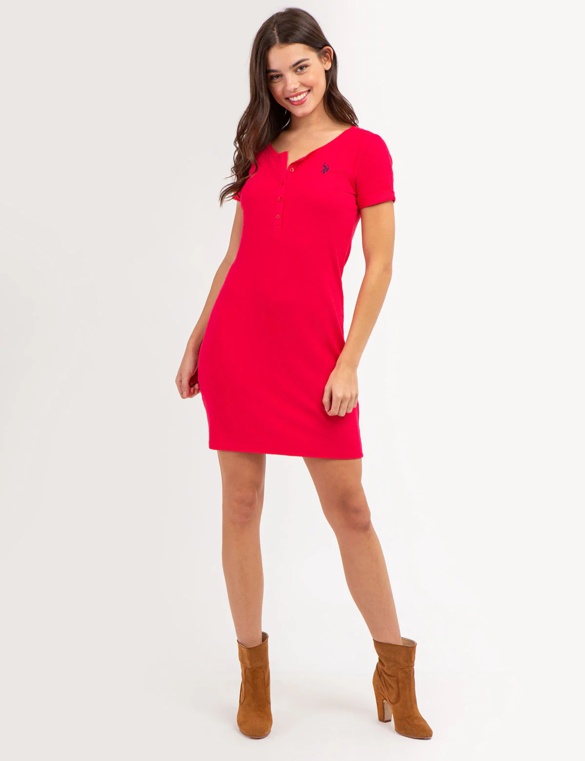 SHORT SLEEVE HENLEY DRESS