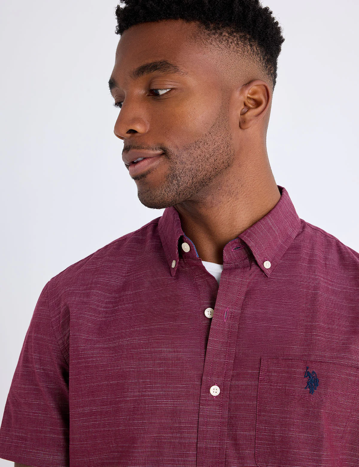 SHORT SLEEVE HORIZONTAL TEXTURE STRIPE SHIRT - Image 2