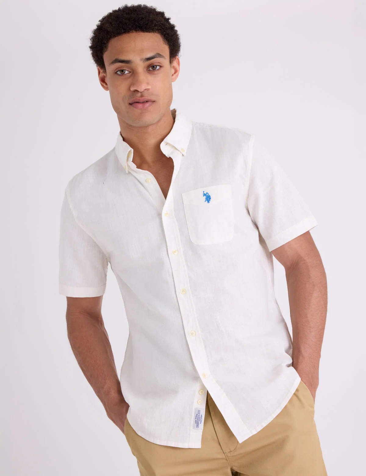 SHORT SLEEVE LINEN BLEND POCKET SHIRT