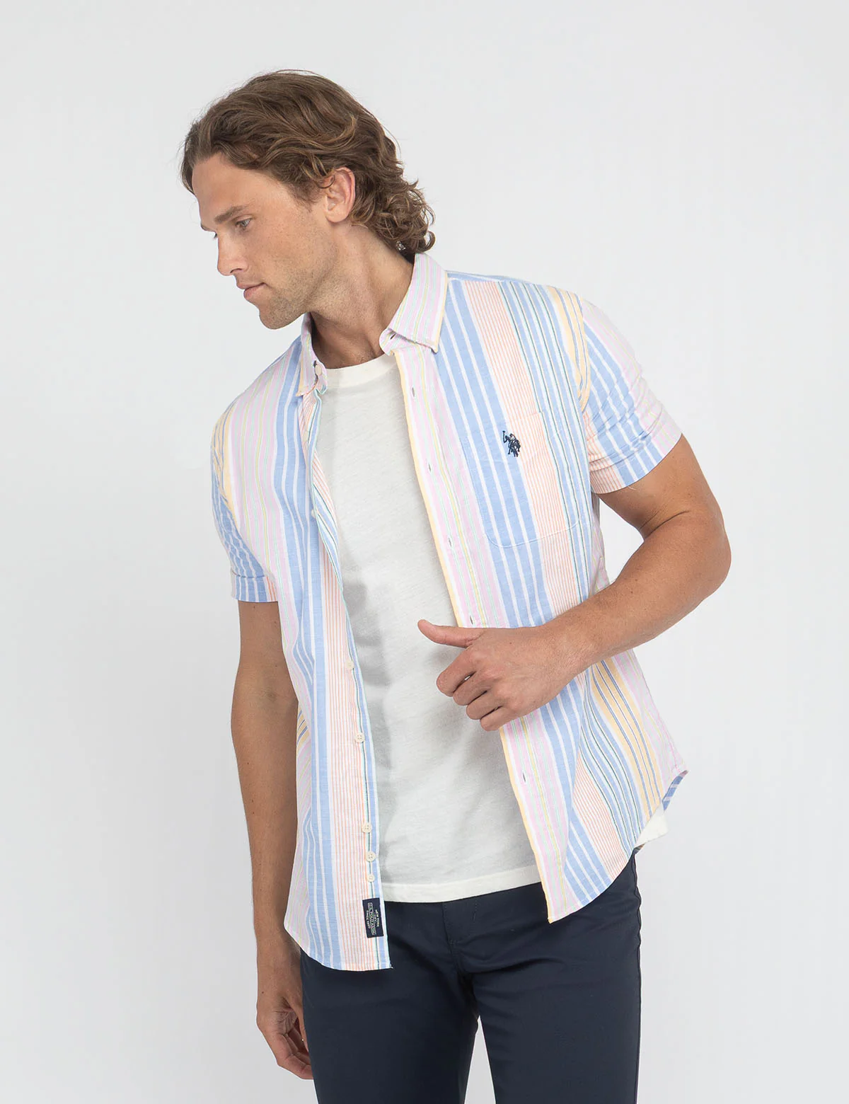 SHORT SLEEVE MULTI VERTICAL STRIPE SHIRT - Image 4