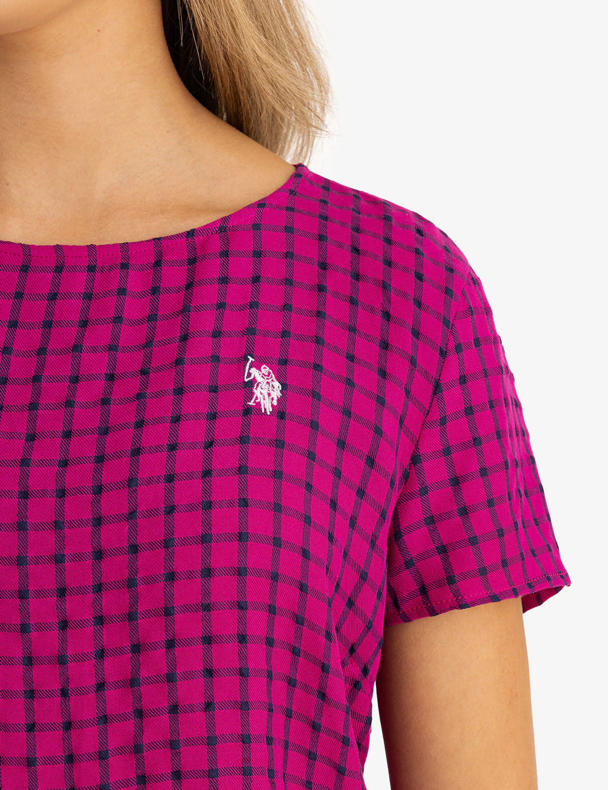 SHORT SLEEVE PEPLUM GRID TOP - Image 13