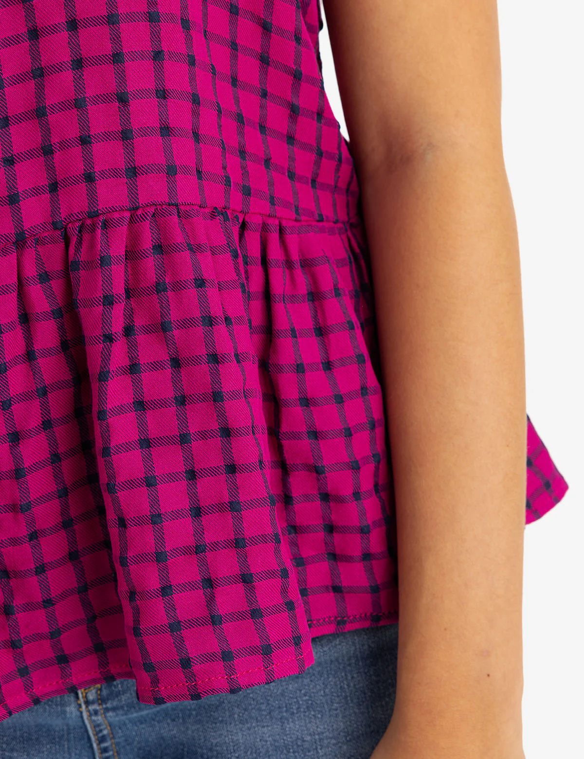 SHORT SLEEVE PEPLUM GRID TOP - Image 15