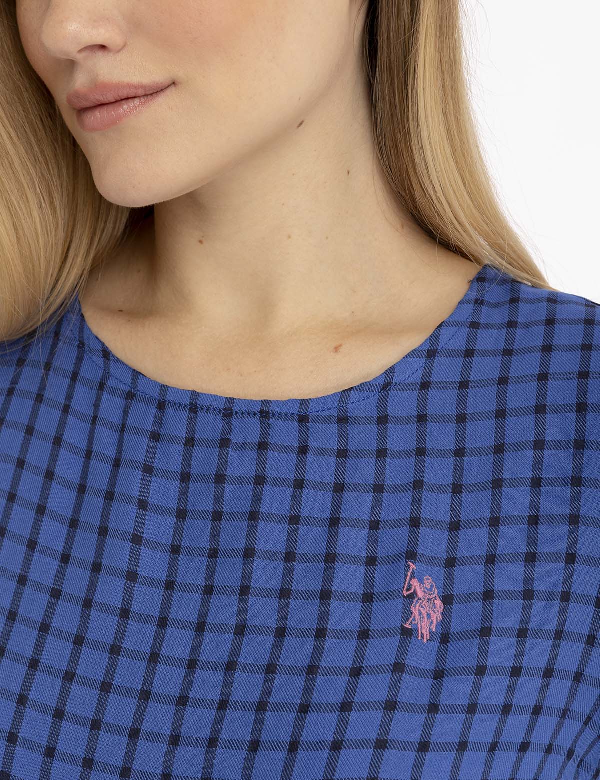 SHORT SLEEVE PEPLUM GRID TOP - Image 8