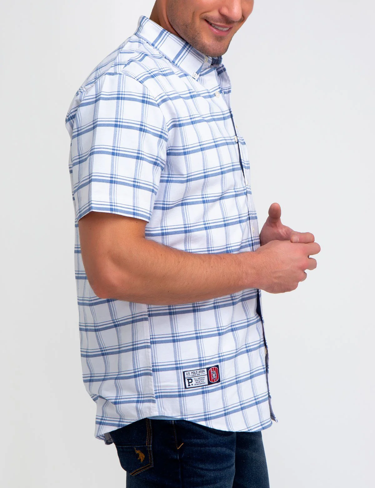 SHORT SLEEVE PLAID OXFORD SHIRT - Image 3