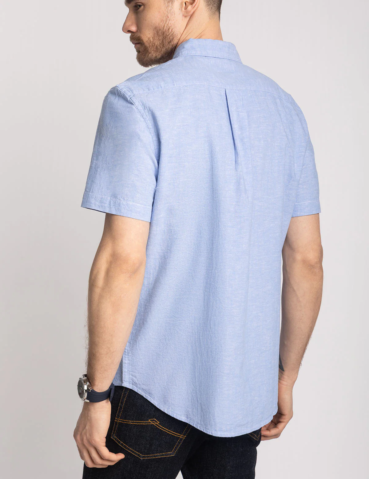 SHORT SLEEVE SOFT LINEN BLEND SHIRT - Image 4