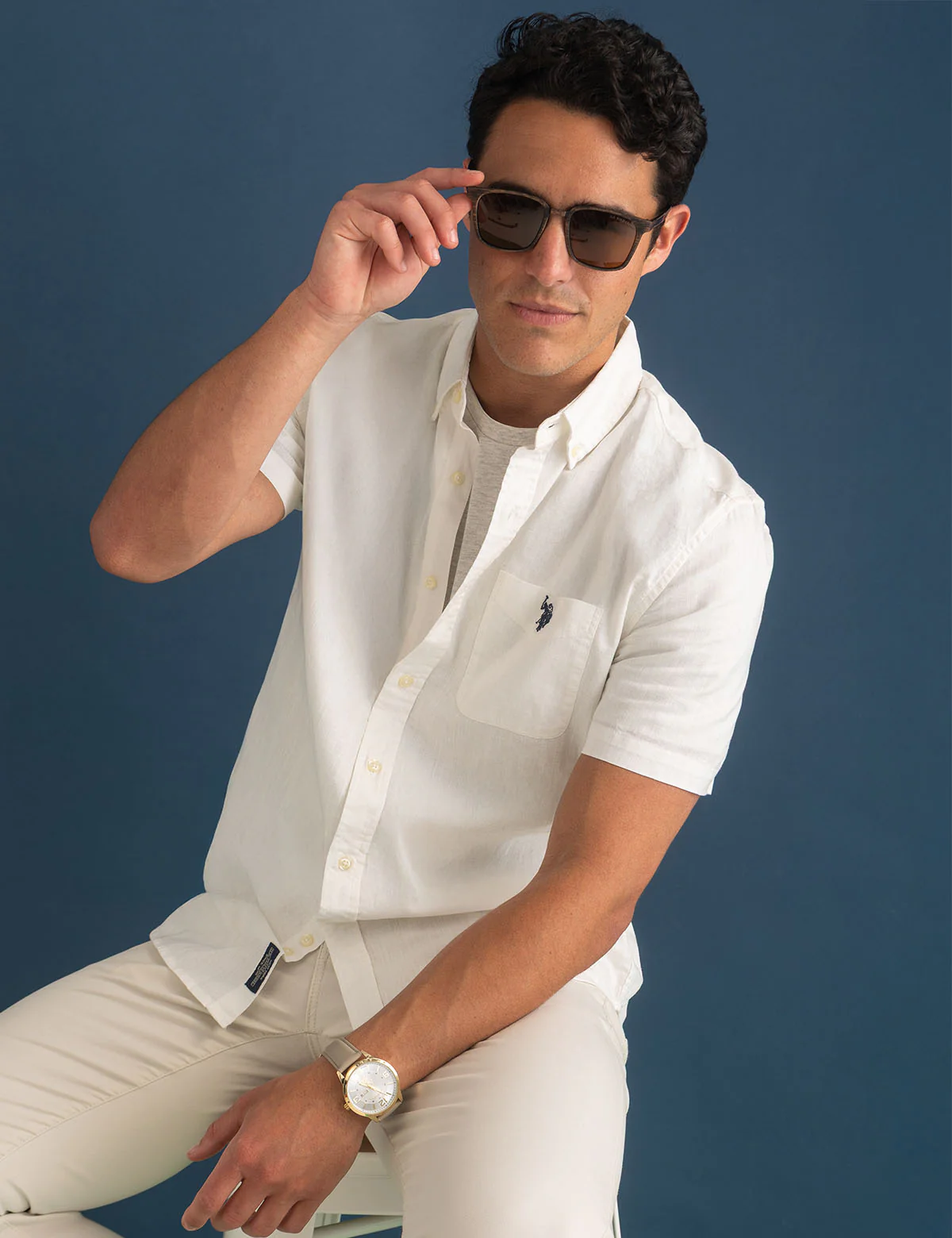 SHORT SLEEVE SOFT LINEN BLEND SHIRT - Image 6