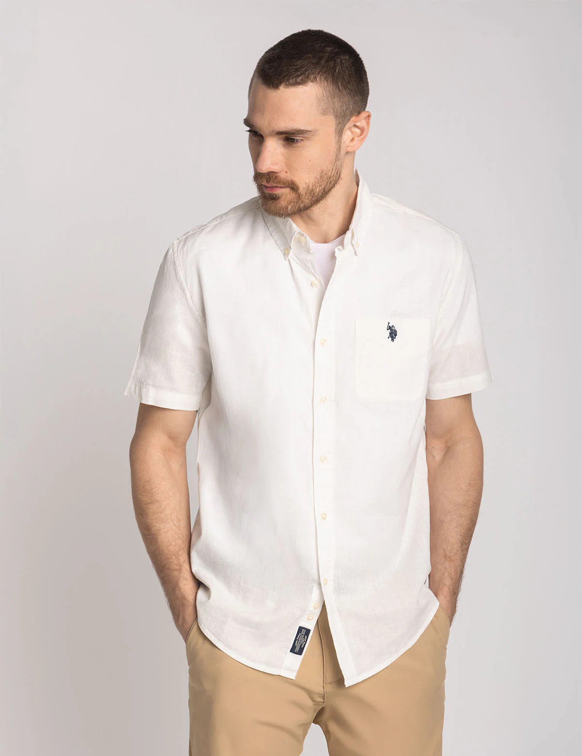 SHORT SLEEVE SOFT LINEN BLEND SHIRT - Image 7