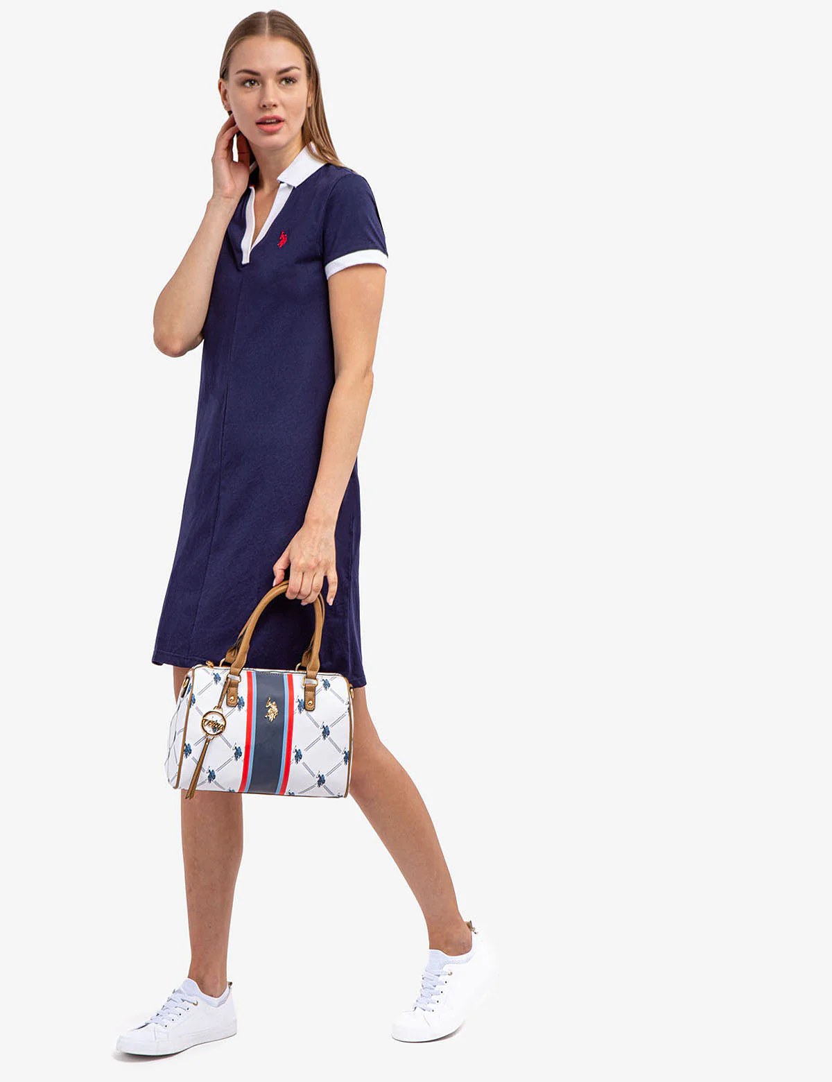 SHORT SLEEVE SPLIT NECK SWING DRESS - Image 2