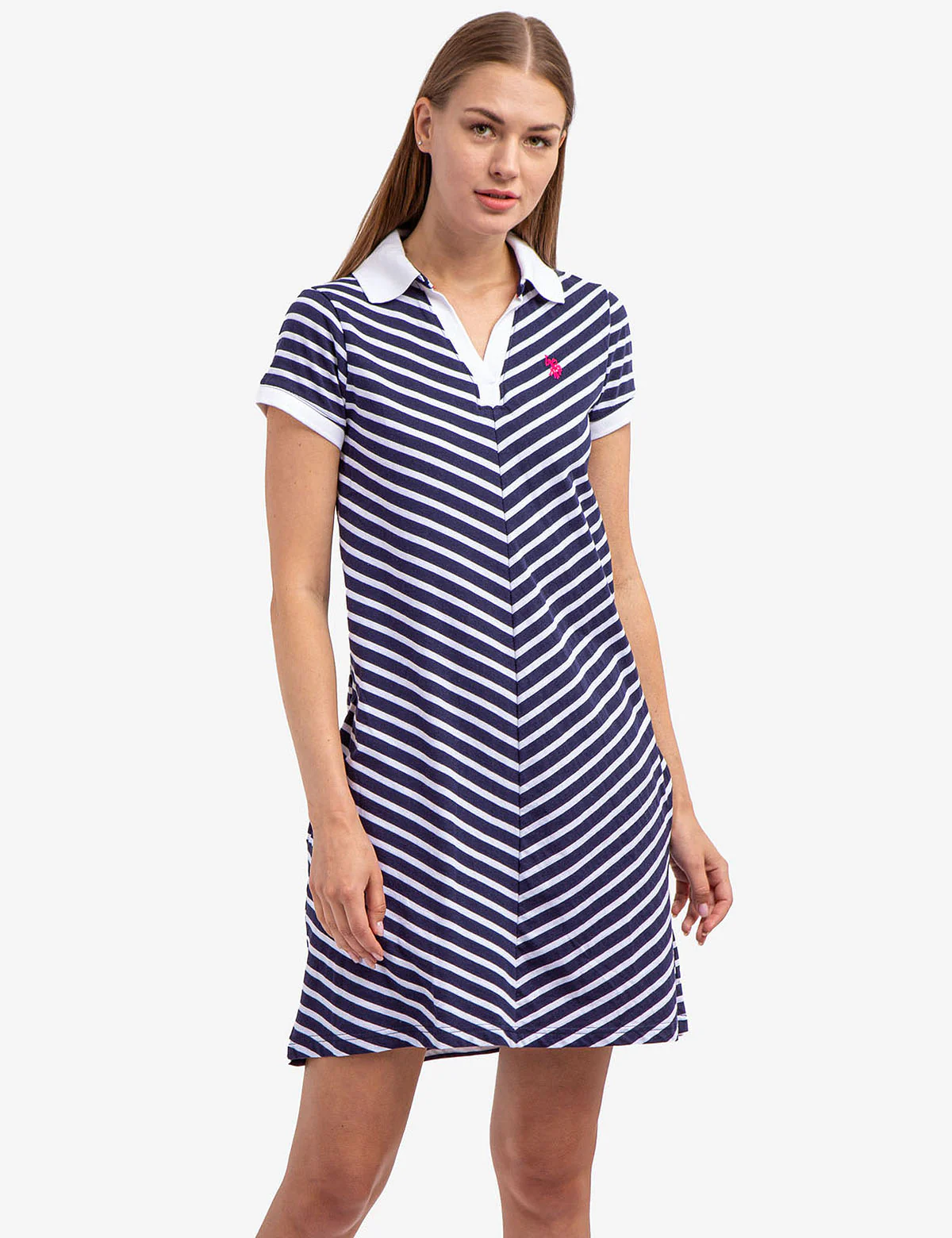 SHORT SLEEVE SPLIT NECK SWING DRESS - Image 6