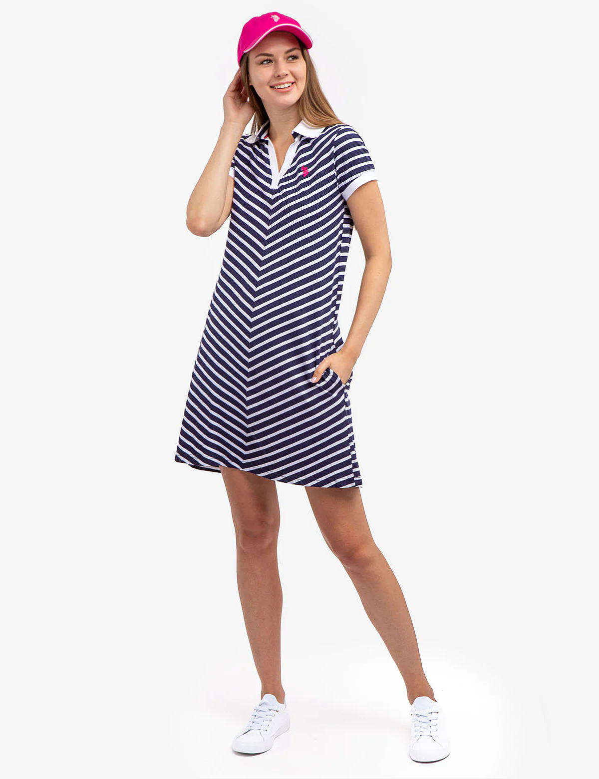 SHORT SLEEVE SPLIT NECK SWING DRESS - Image 8